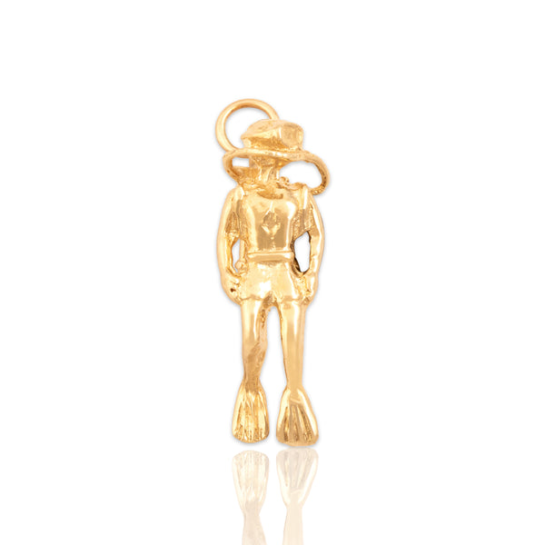 Vintage 14k Yellow Gold Bahamas Figural Scuba Diver Charm / Pendant