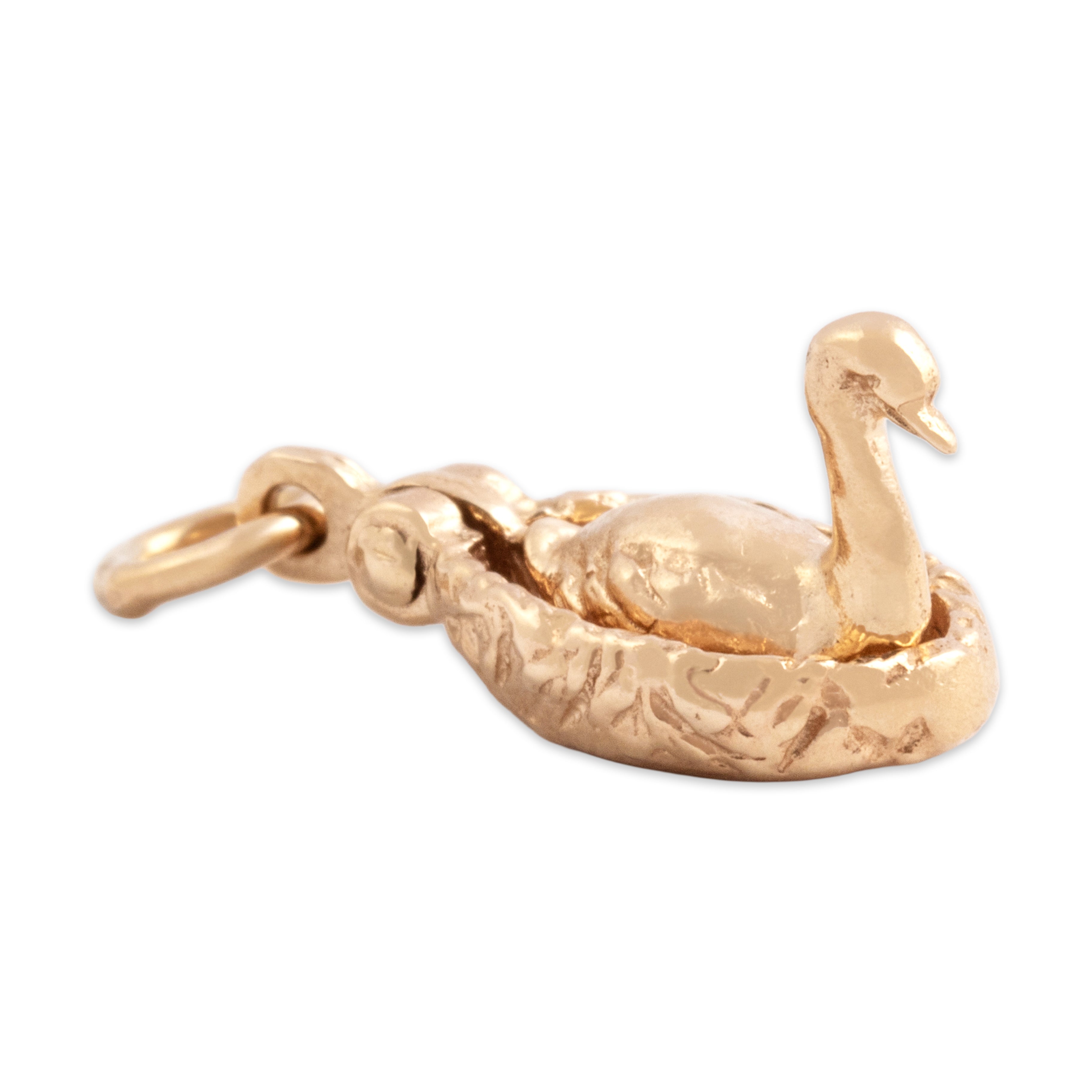Vintage 14k Yellow Gold Adorable Storybook Goose And Golden Egg Charm / Pendant - Side view