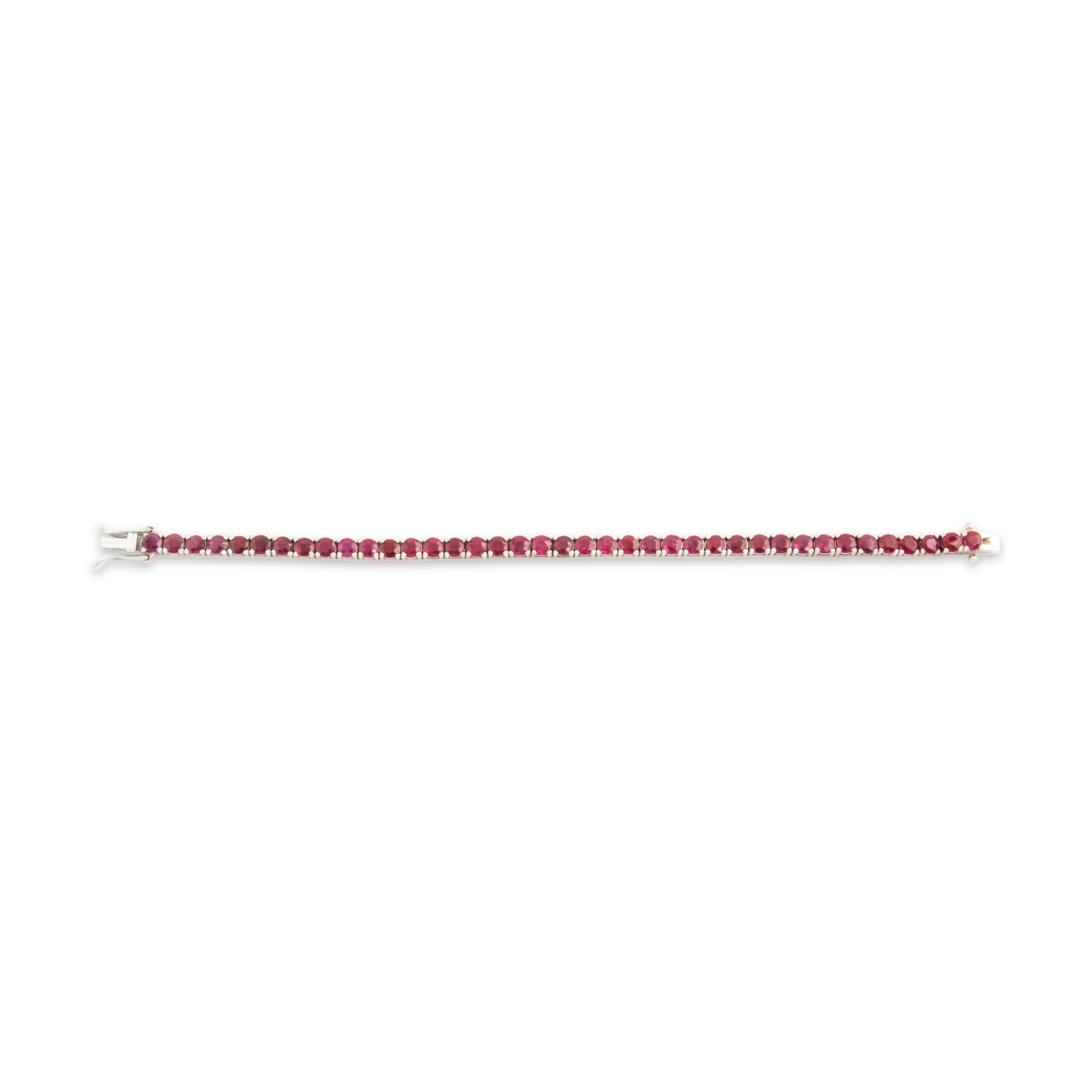 Vintage 14k White Gold 9.28cttw Ruby Sparkling Vibrant Tennis Bracelet - Overall view