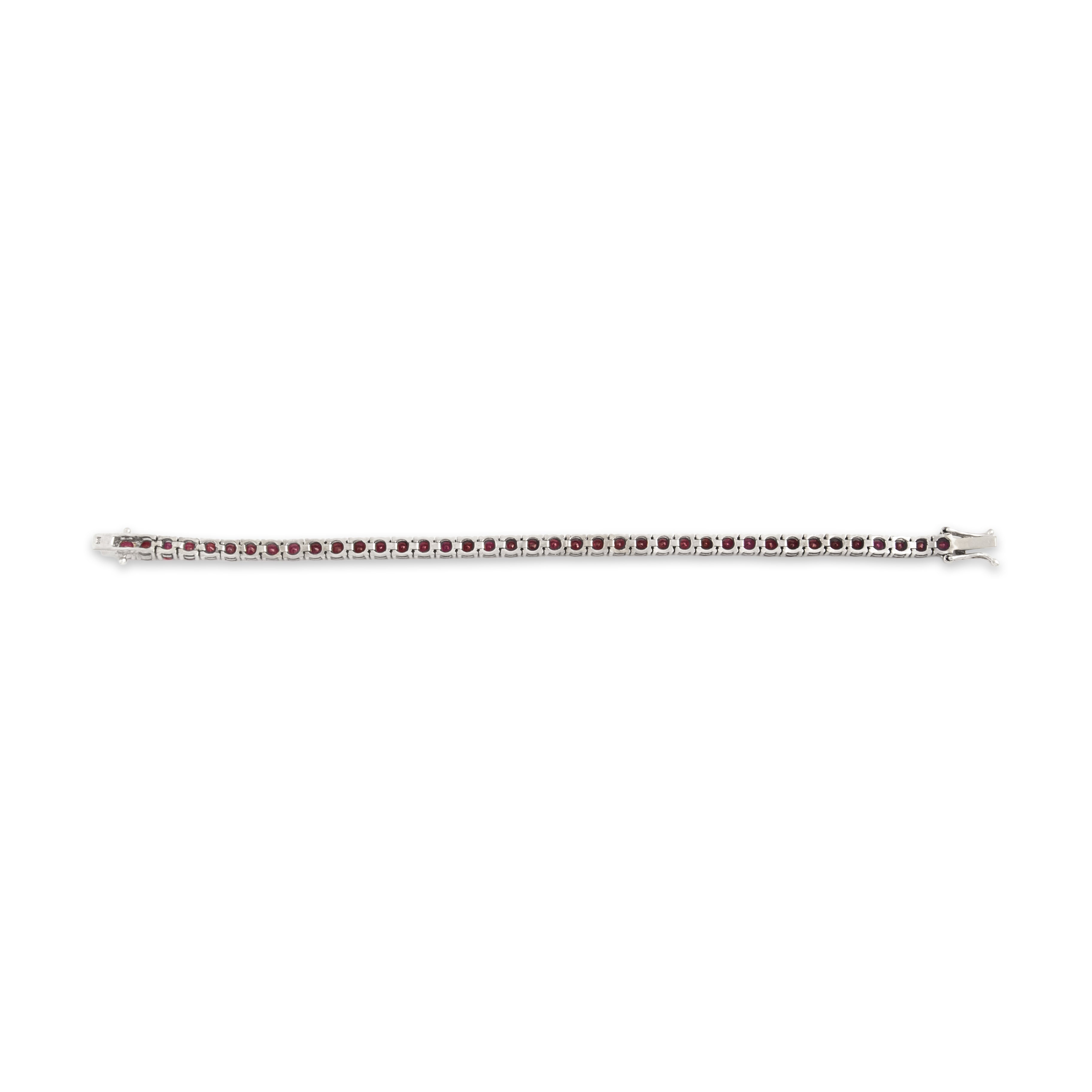Vintage 14k White Gold 9.28cttw Ruby Sparkling Vibrant Tennis Bracelet - Back view
