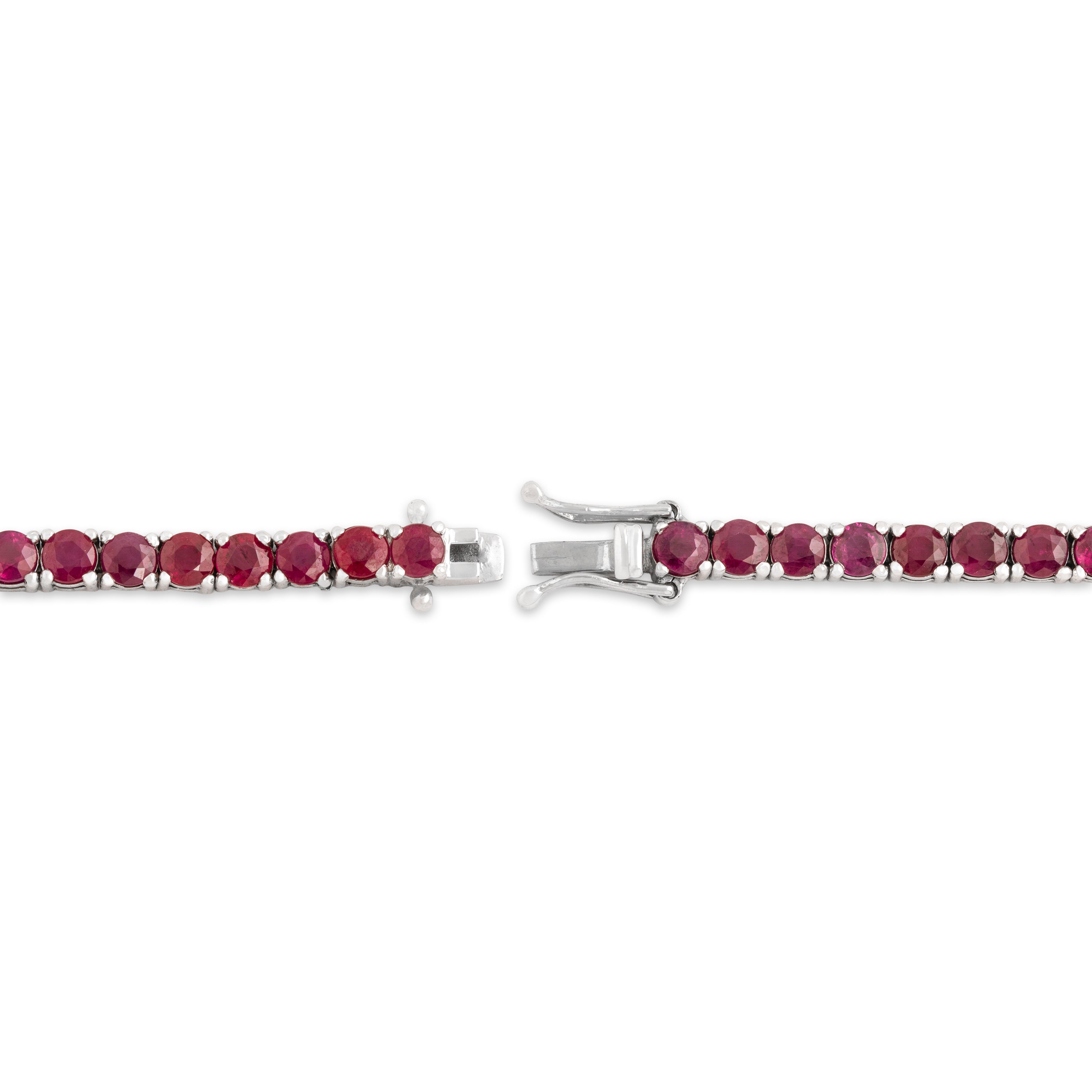 Vintage 14k White Gold 9.28cttw Ruby Sparkling Vibrant Tennis Bracelet 6.5