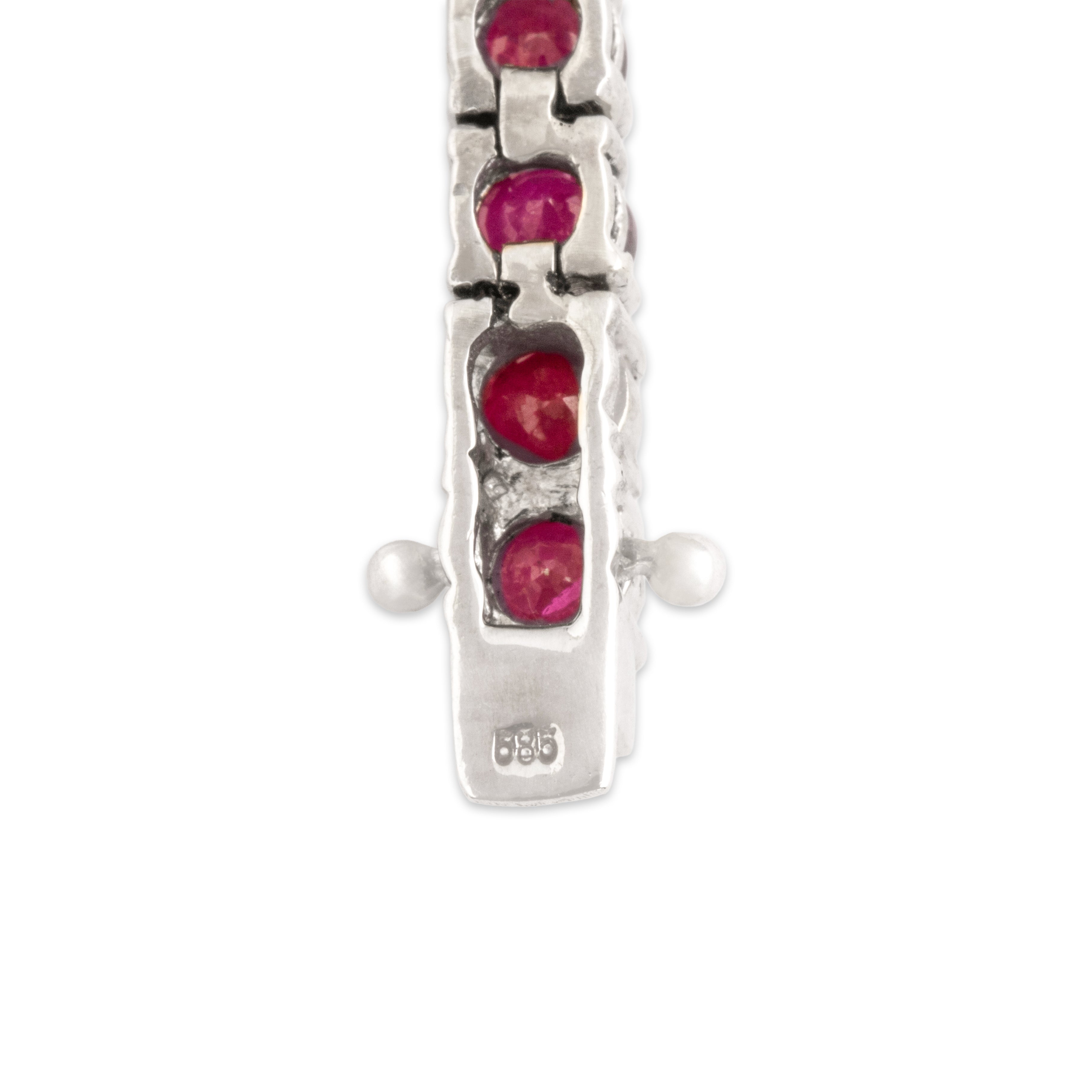 Vintage 14k White Gold 9.28cttw Ruby Sparkling Vibrant Tennis Bracelet - Hallmark view