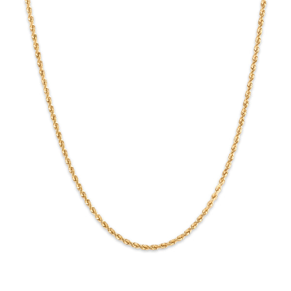 Vintage 14k Yellow Gold 1.7mm Classic Spiraling Rope Chain 20