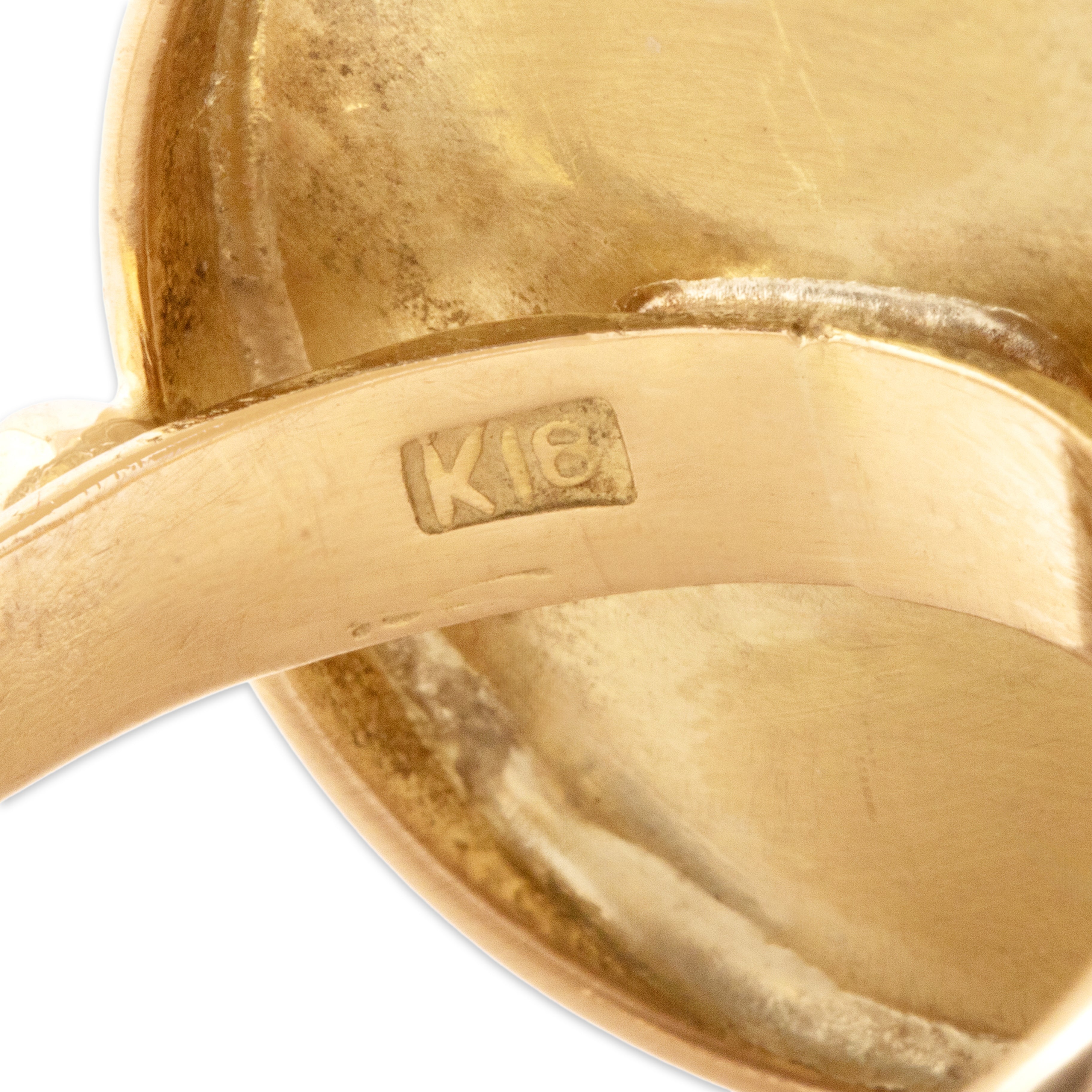 Vintage Heavy 18k Yellow Gold Classical-Style Man In Profile Ring - Hallmark view