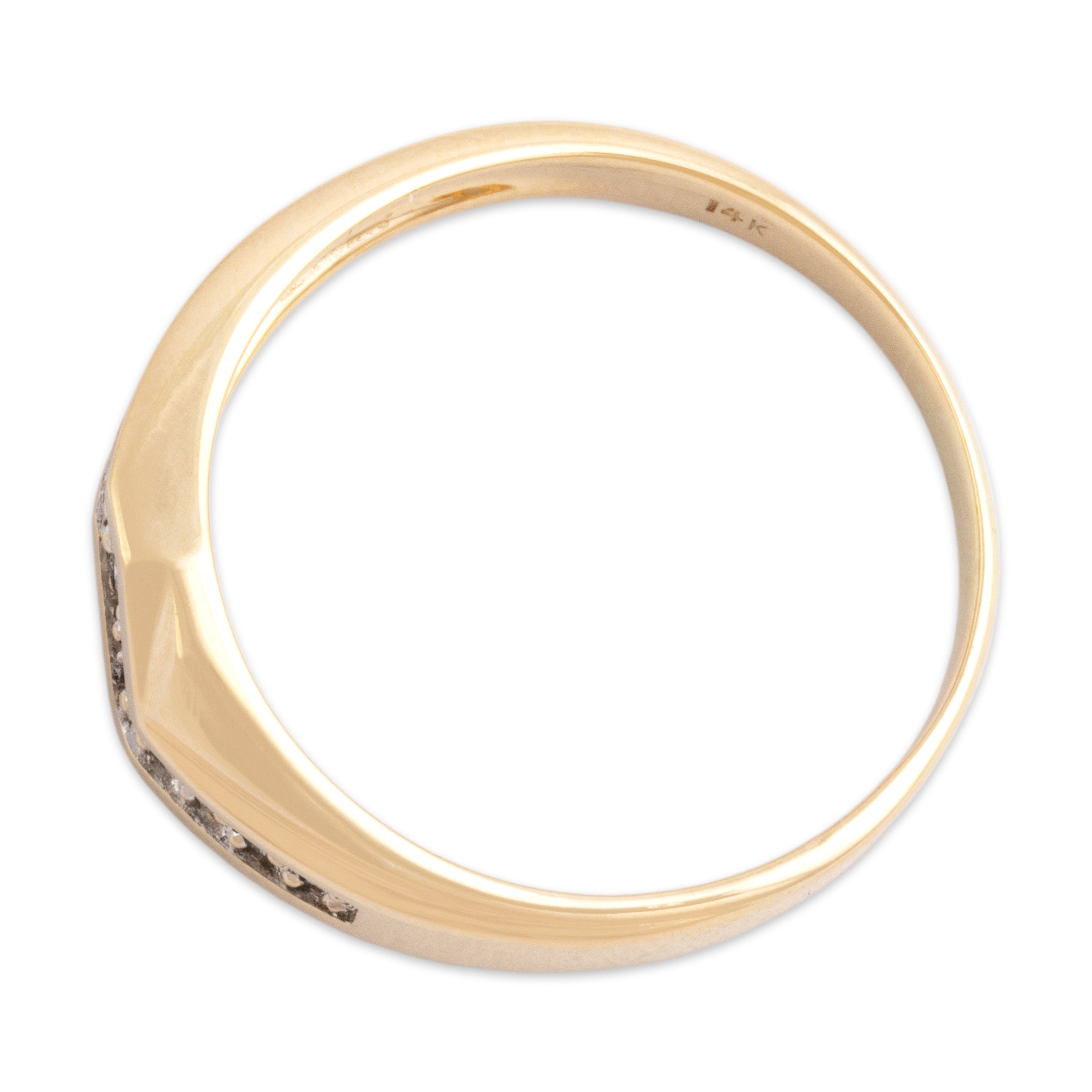Vintage 14k Yellow Gold Diamond Sleek Lightning Bolt Band Ring - Overall view