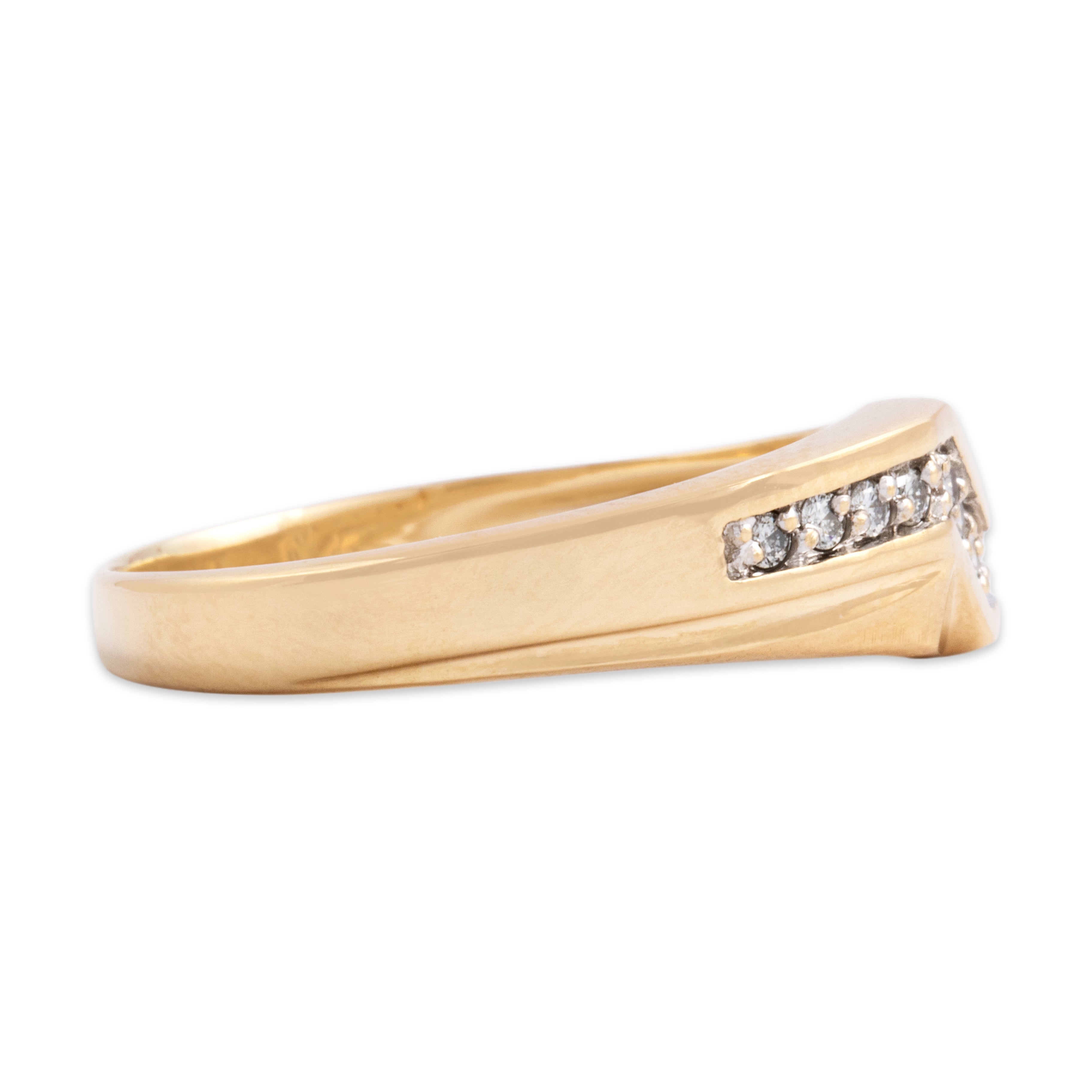 Vintage 14k Yellow Gold Diamond Sleek Lightning Bolt Band Ring - Side view