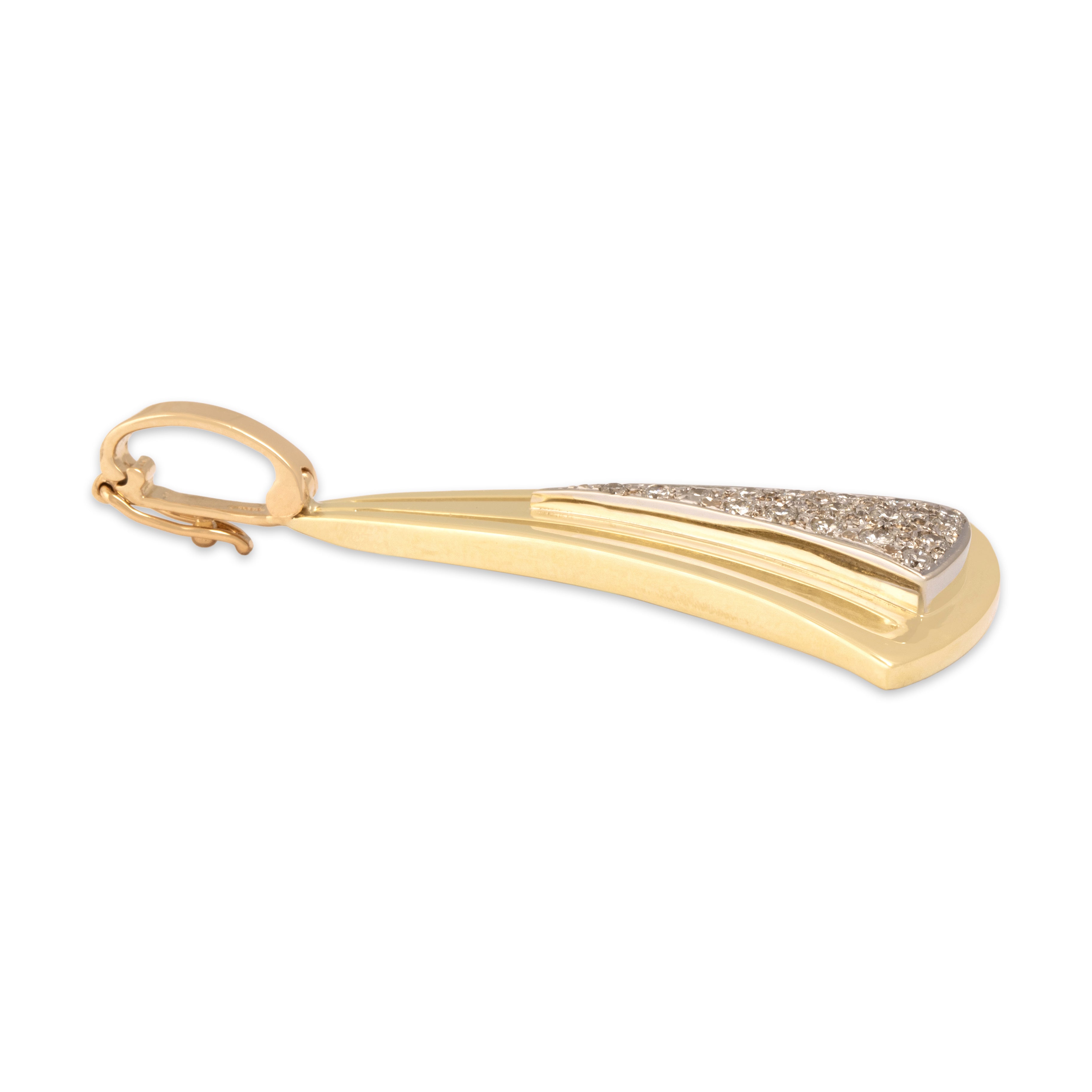 Vintage Large 14k Yellow Gold Diamond Dazzling Geometric Triangular Drop Enhancer Pendant - Side view
