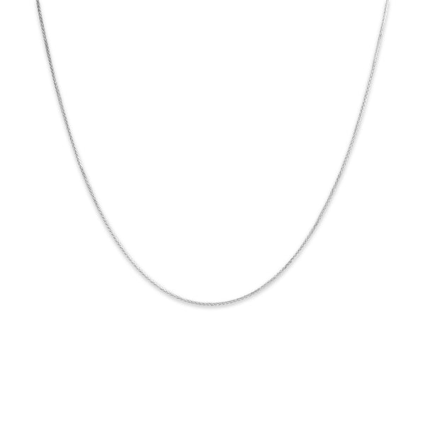 Vintage Italian 14k White Gold .8mm Sleek Dainty Wheat Chain 16