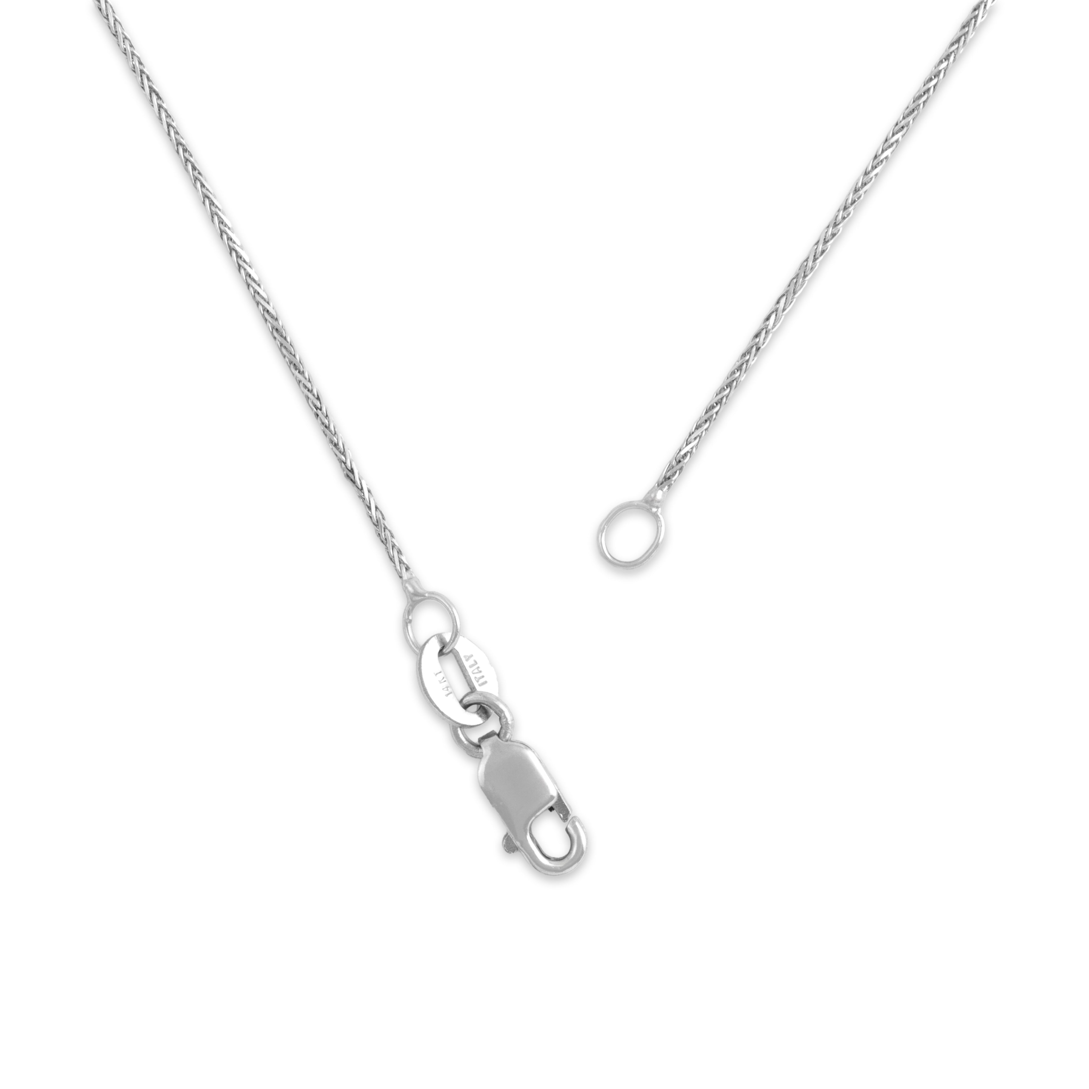 Vintage Italian 14k White Gold .8mm Sleek Dainty Wheat Chain - clasp view