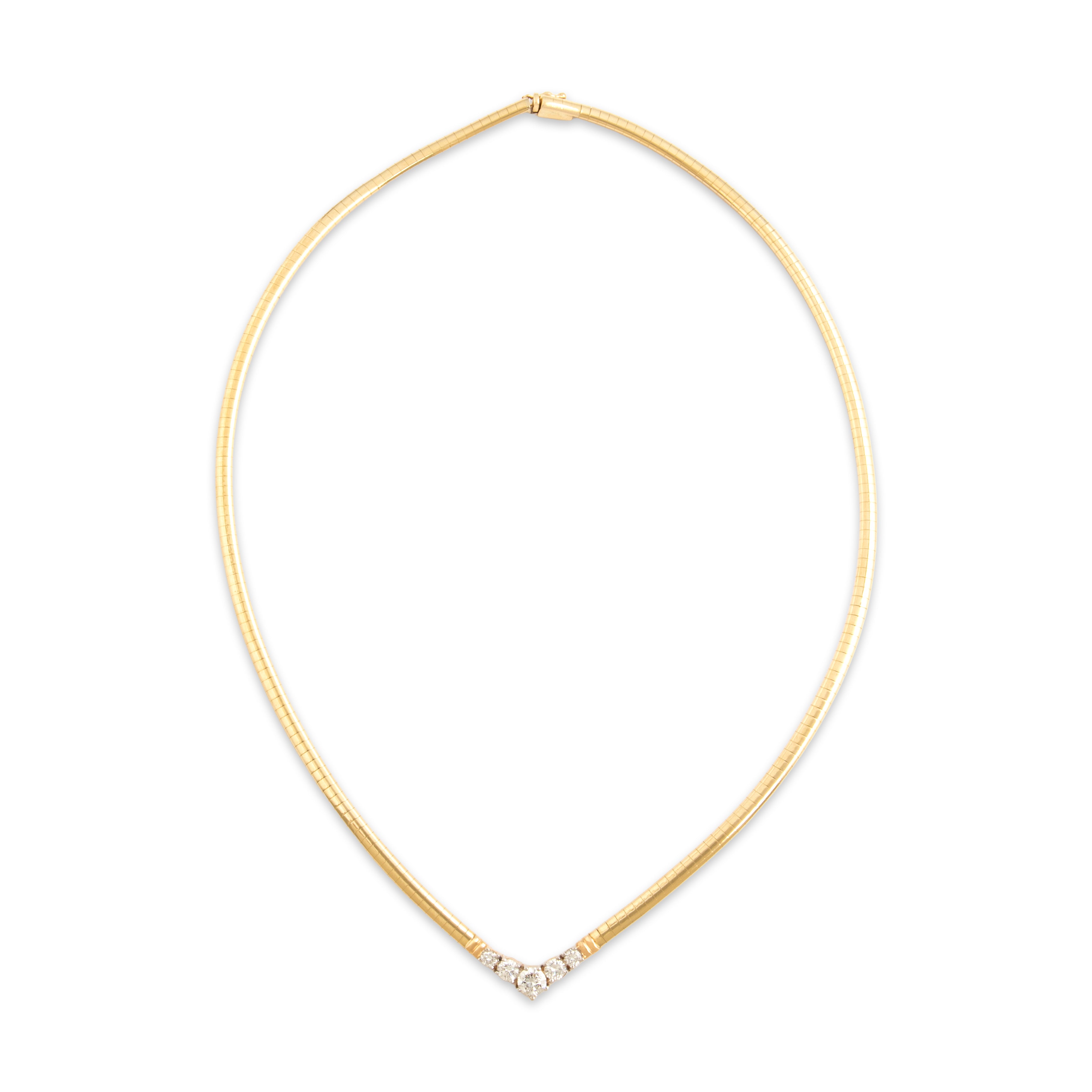 Vintage 14k Yellow Gold .88cttw Diamond Sleek Dazzling Chevron Necklace - Overall view