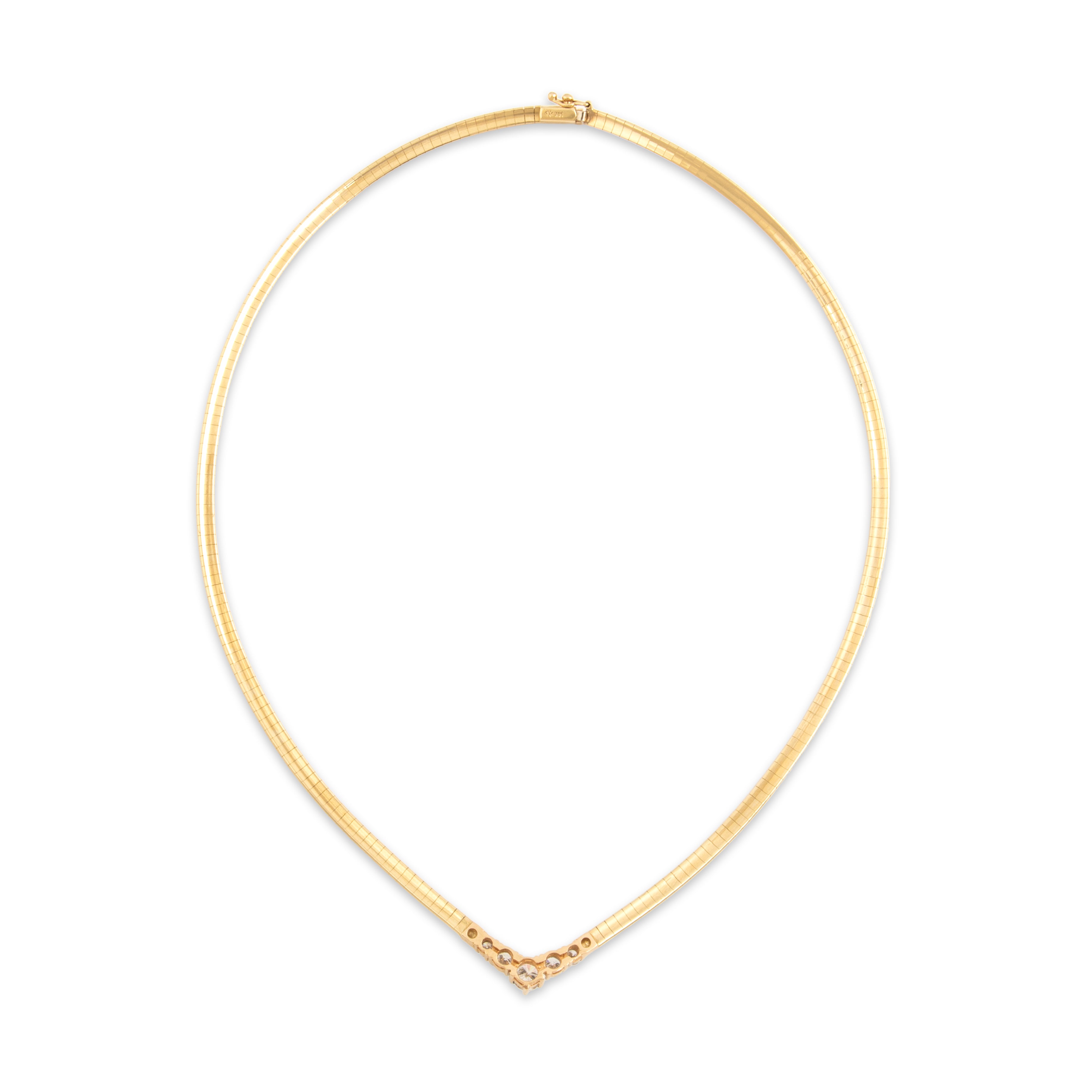 Vintage 14k Yellow Gold .88cttw Diamond Sleek Dazzling Chevron Necklace - Back view