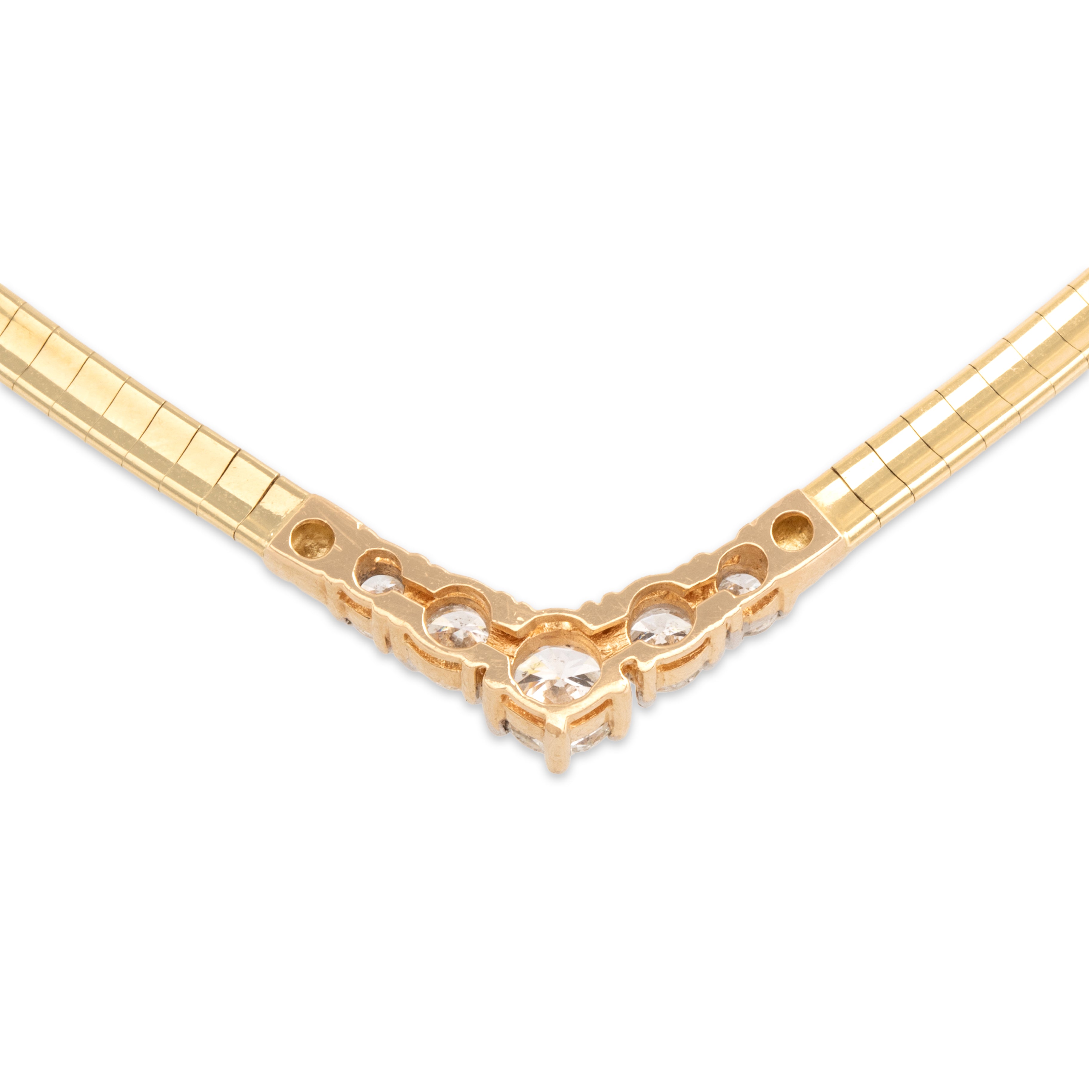 Vintage 14k Yellow Gold .88cttw Diamond Sleek Dazzling Chevron Necklace - Back view