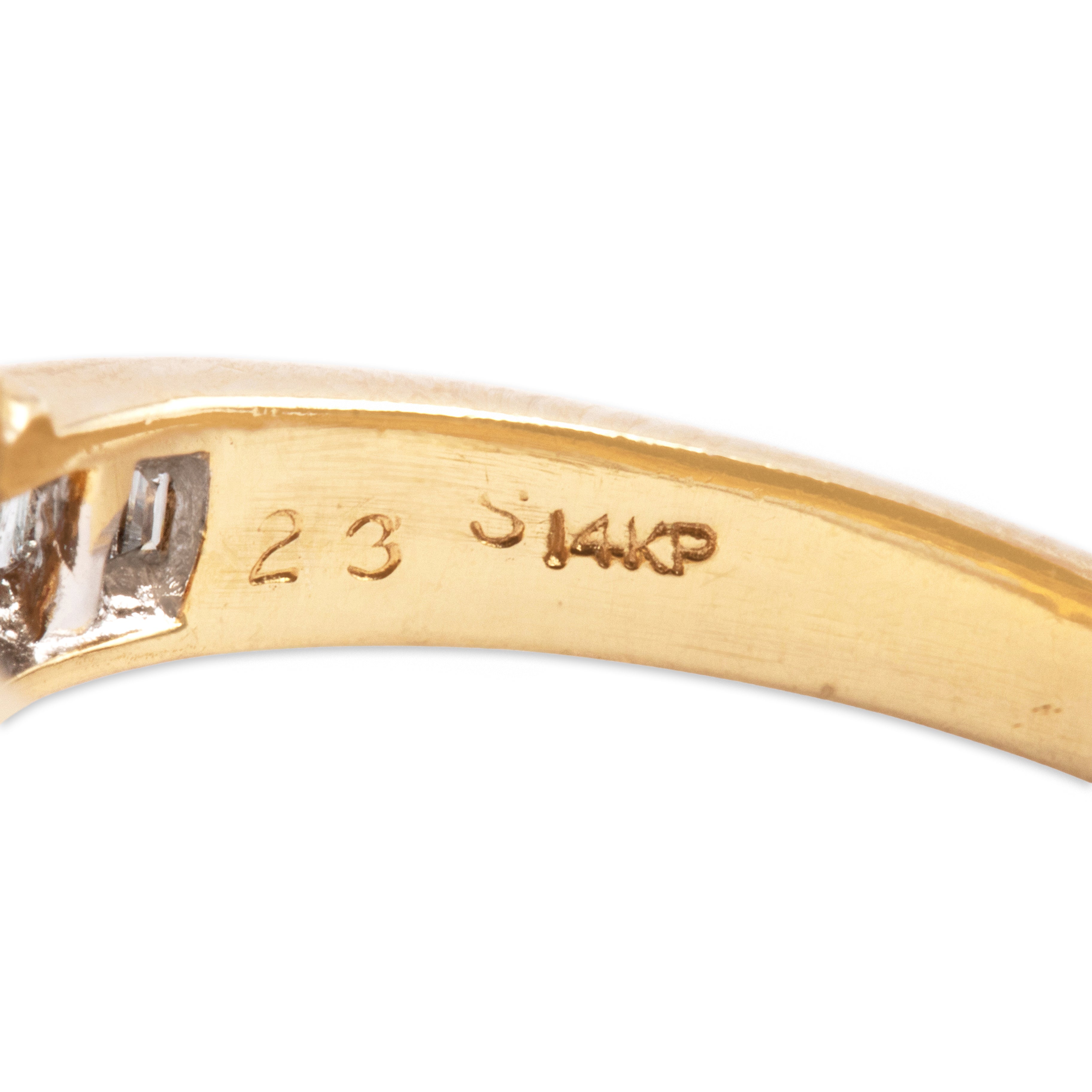 Vintage 14k Yellow Gold Ruby Diamond Channel Accented Oval Halo Ring - Hallmark view