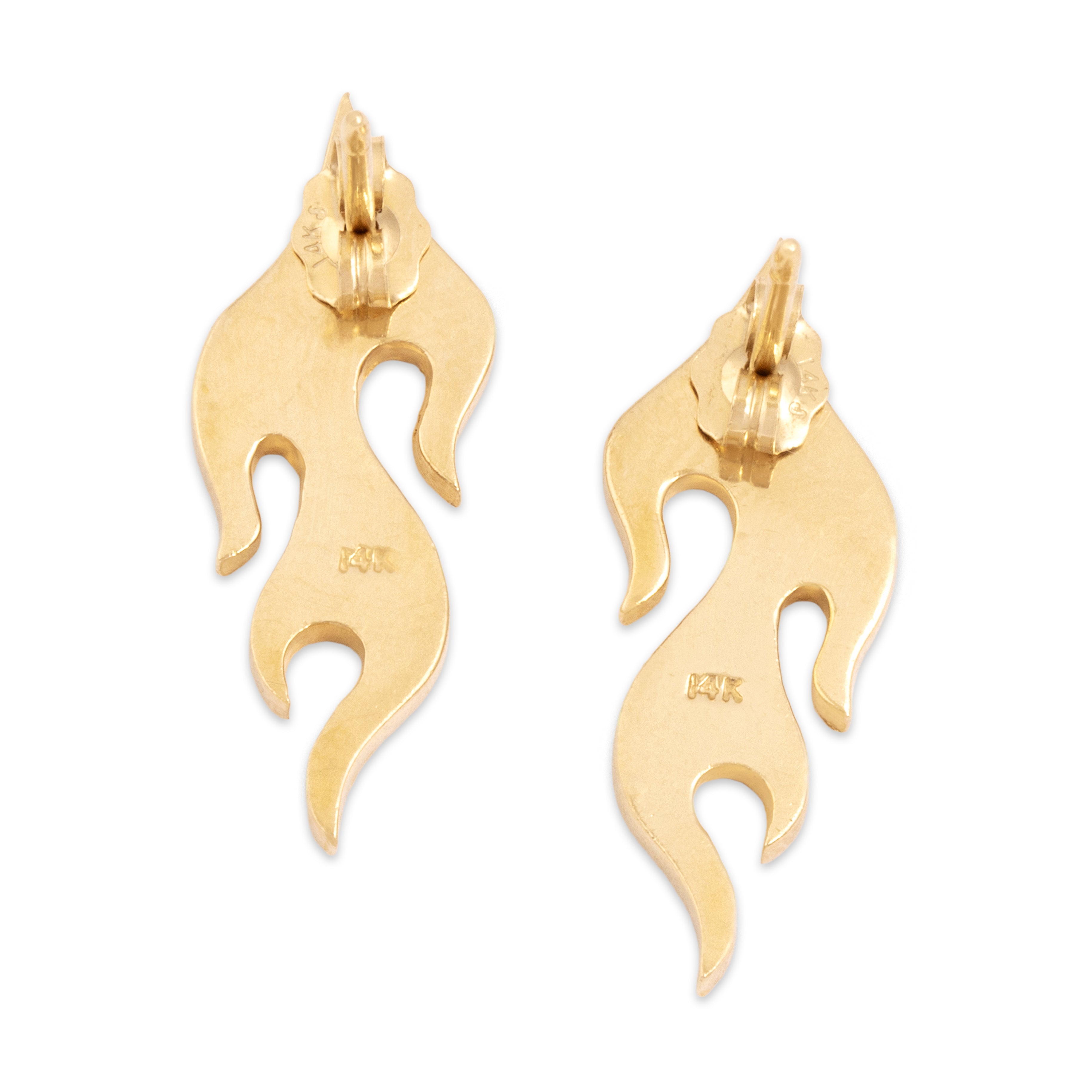Vintage 14k Yellow Gold Yellow Diamond Chic Pavã© Flame Stud Earrings - Back view