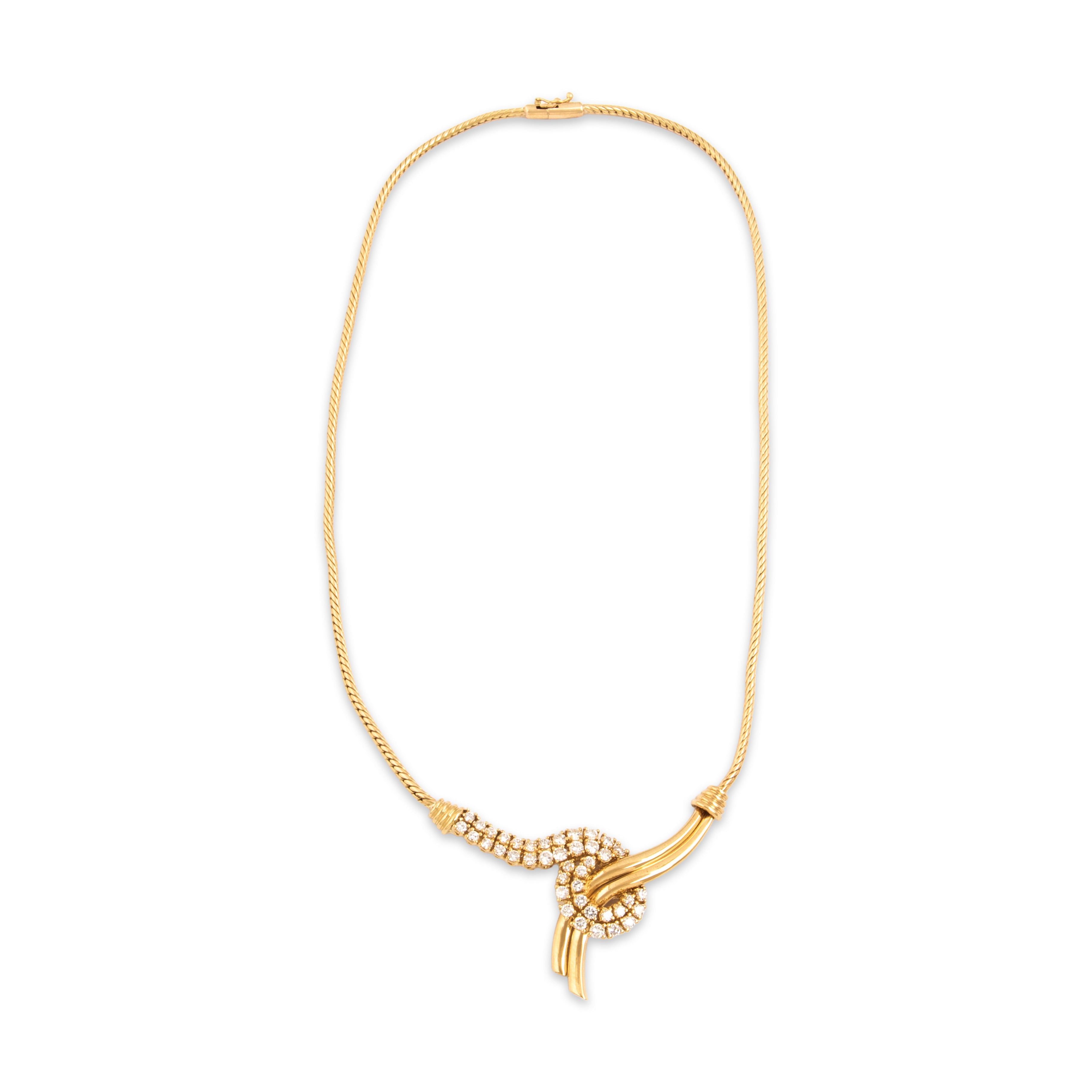 Vintage 18k Yellow Gold 1.4cttw Diamond Exceptional Dazzling Loop Necklace - Overall view