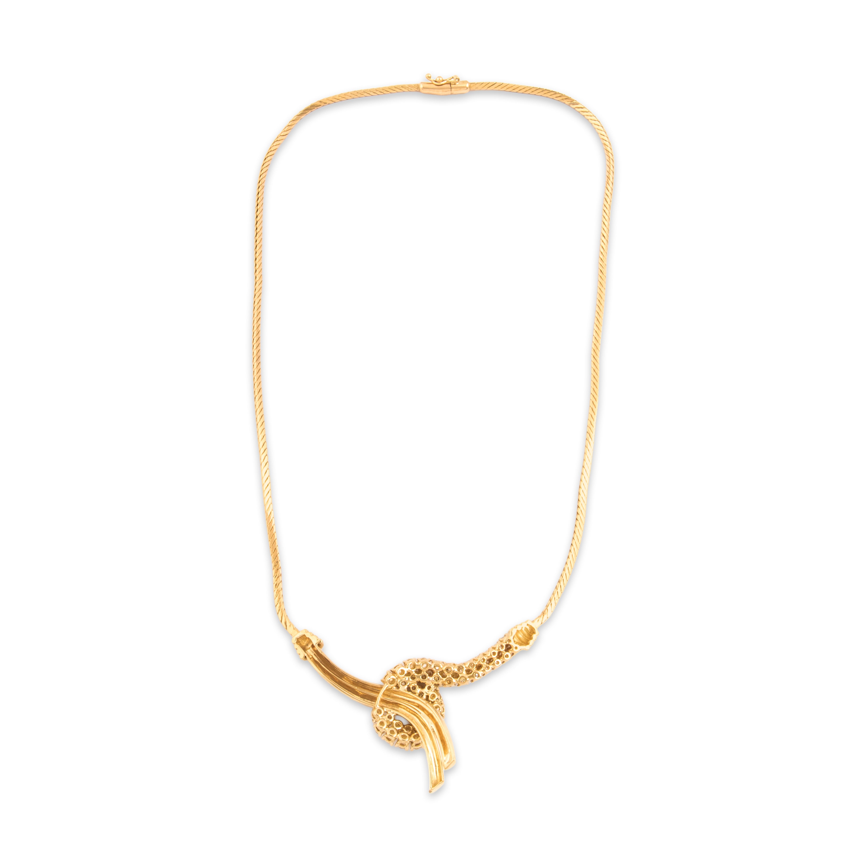 Vintage 18k Yellow Gold 1.4cttw Diamond Exceptional Dazzling Loop Necklace - Back view