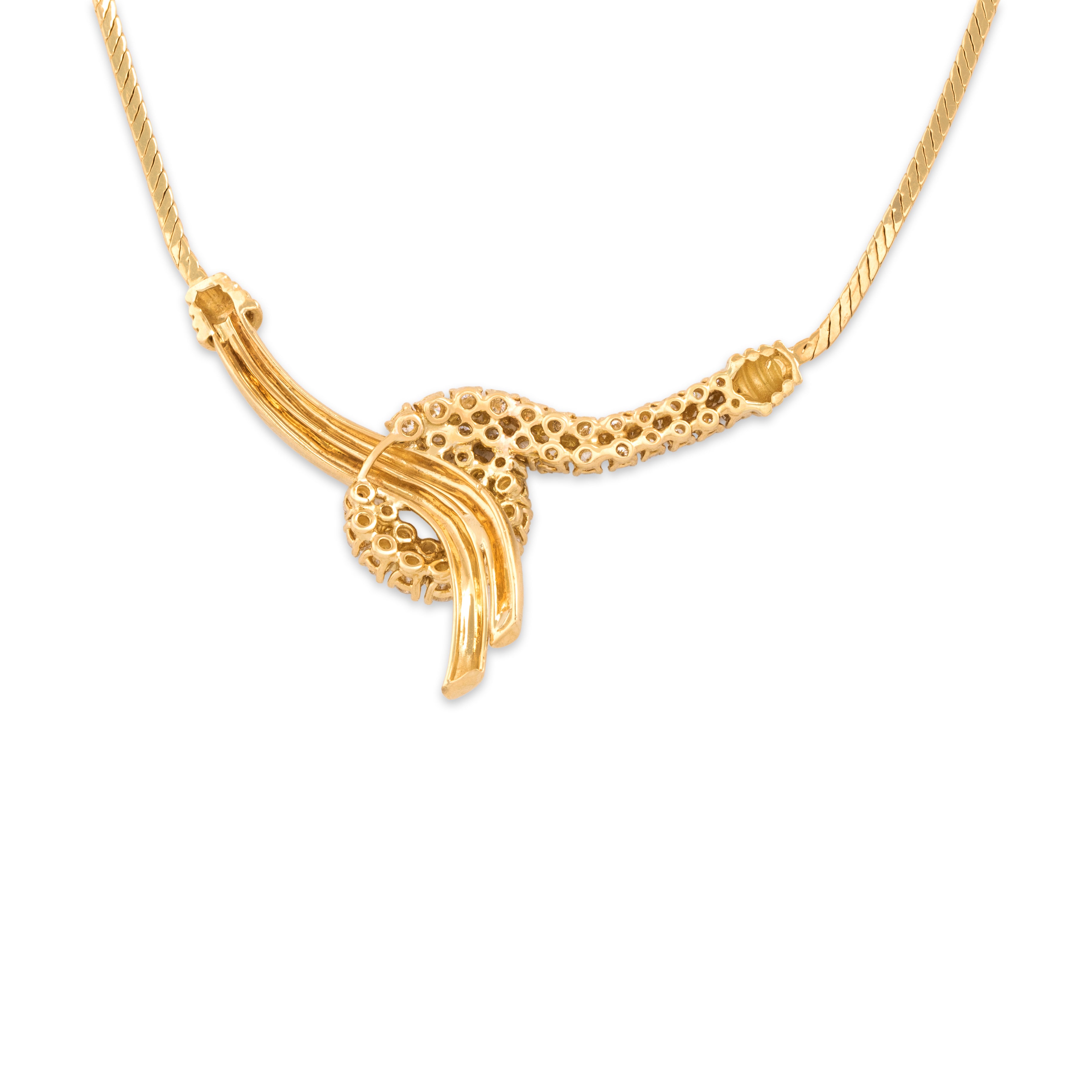 Vintage 18k Yellow Gold 1.4cttw Diamond Exceptional Dazzling Loop Necklace - detail view #2