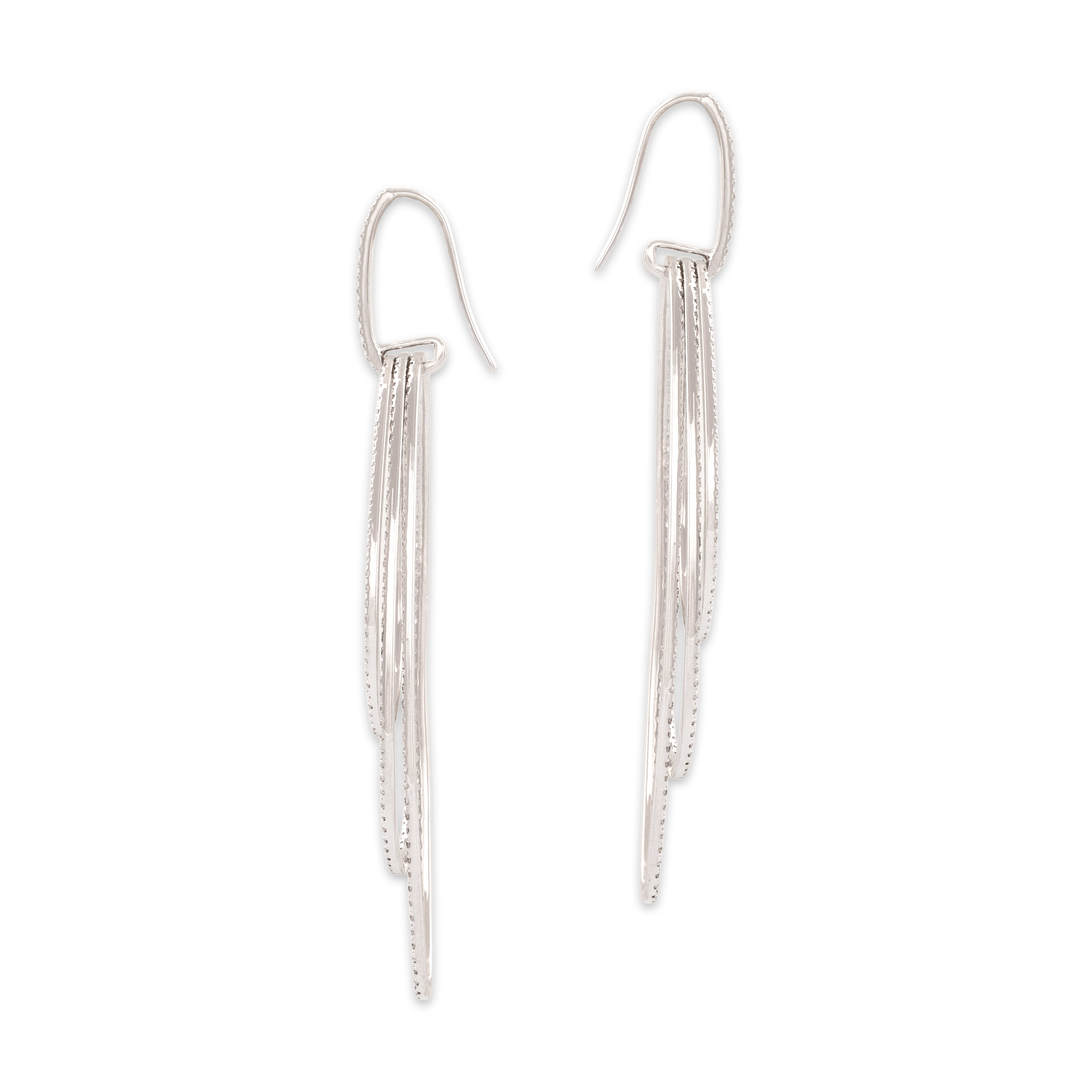 Vintage Large 18k White Gold 1.48cttw Diamond Extravagant Trio Dangle Earrings - Side view