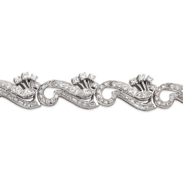 Vintage Mid-Century Platinum 6.38cttw Diamond Dazzling Accent Link Bracelet 6.5