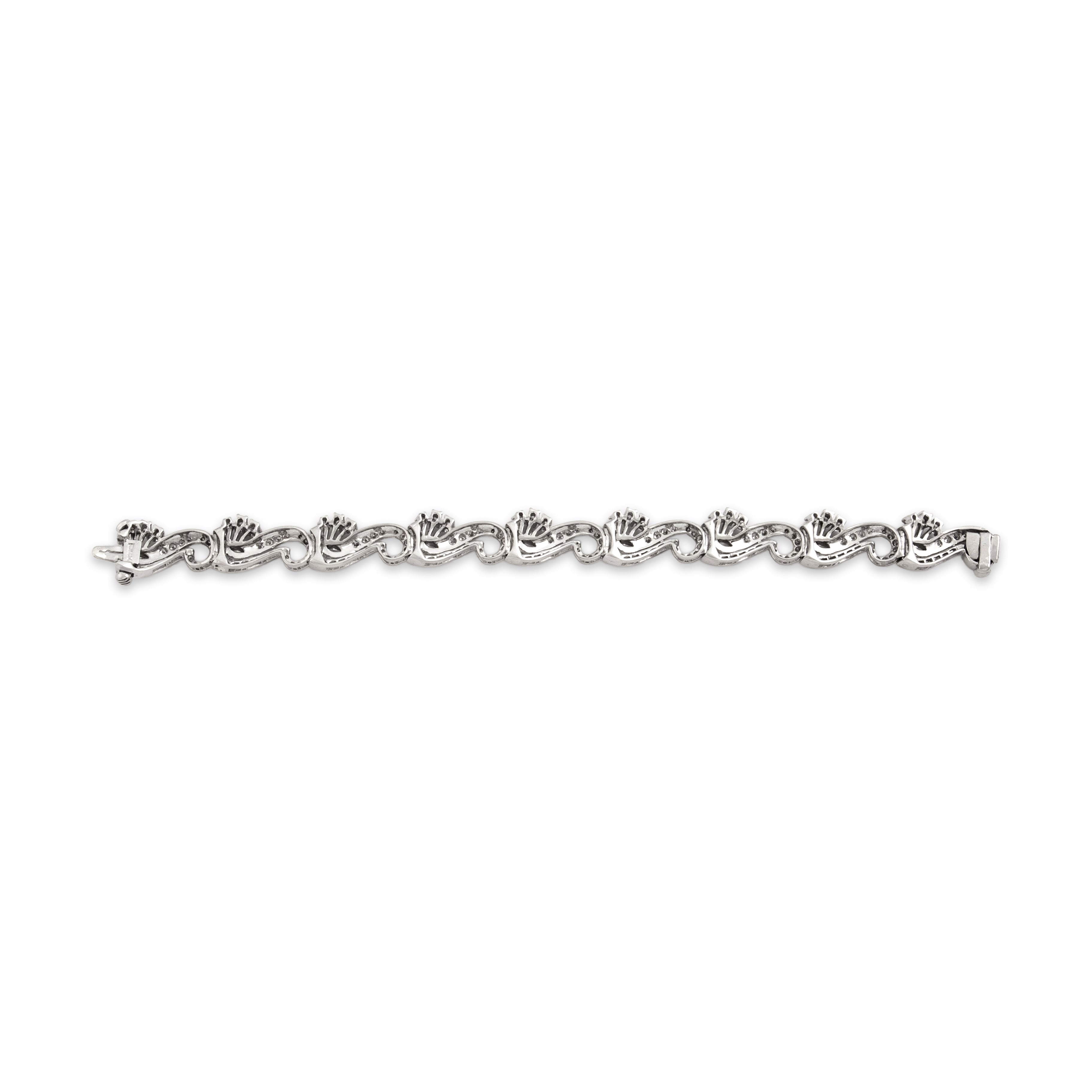 Vintage Mid-Century Platinum 6.38cttw Diamond Superb Dazzling Accent Link Bracelet - Back view