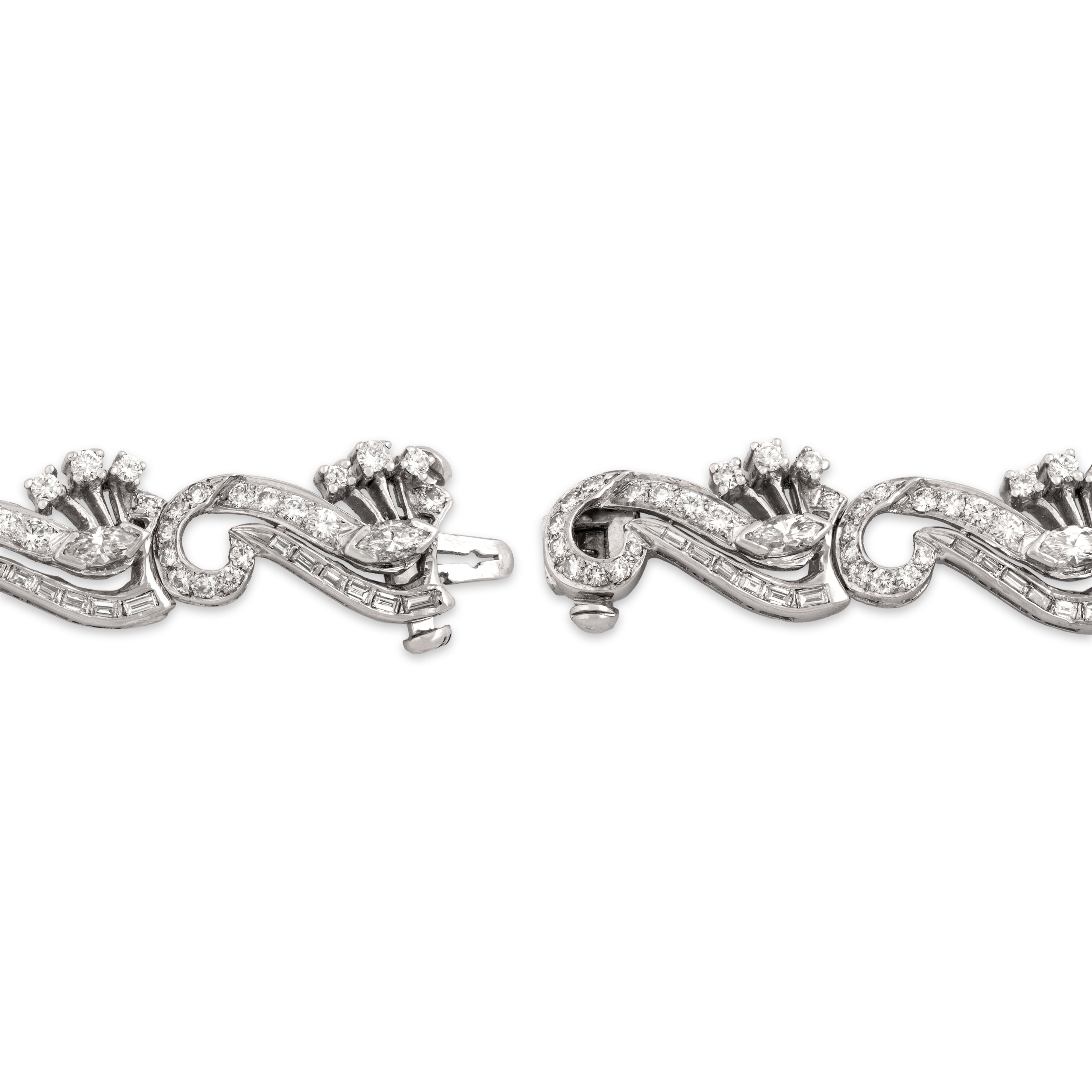 Vintage Mid-Century Platinum 6.38cttw Diamond Superb Dazzling Accent Link Bracelet - clasp view