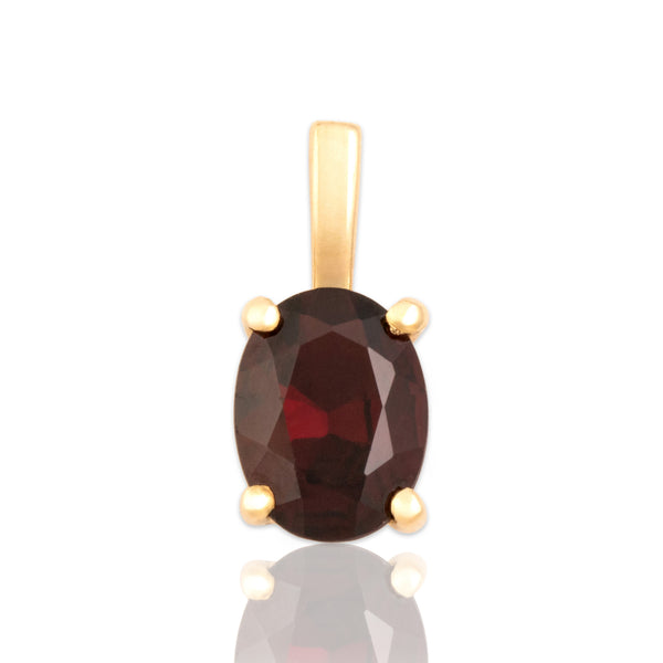 Vintage Small 14k Yellow Gold 1.27ct Garnet Crimson Oval Pendant