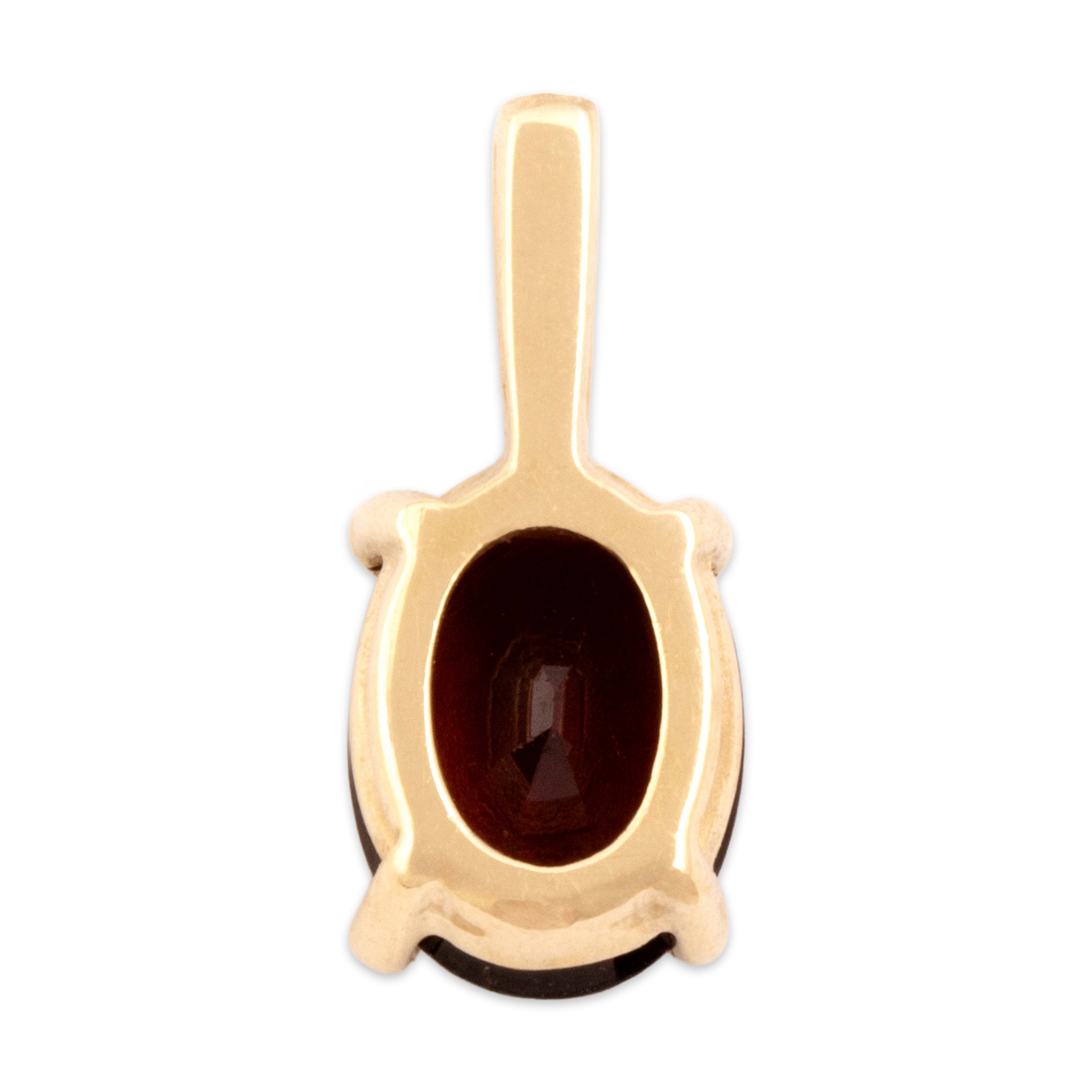 Vintage Small 14k Yellow Gold 1.27ct Garnet Crimson Oval Pendant - Back view