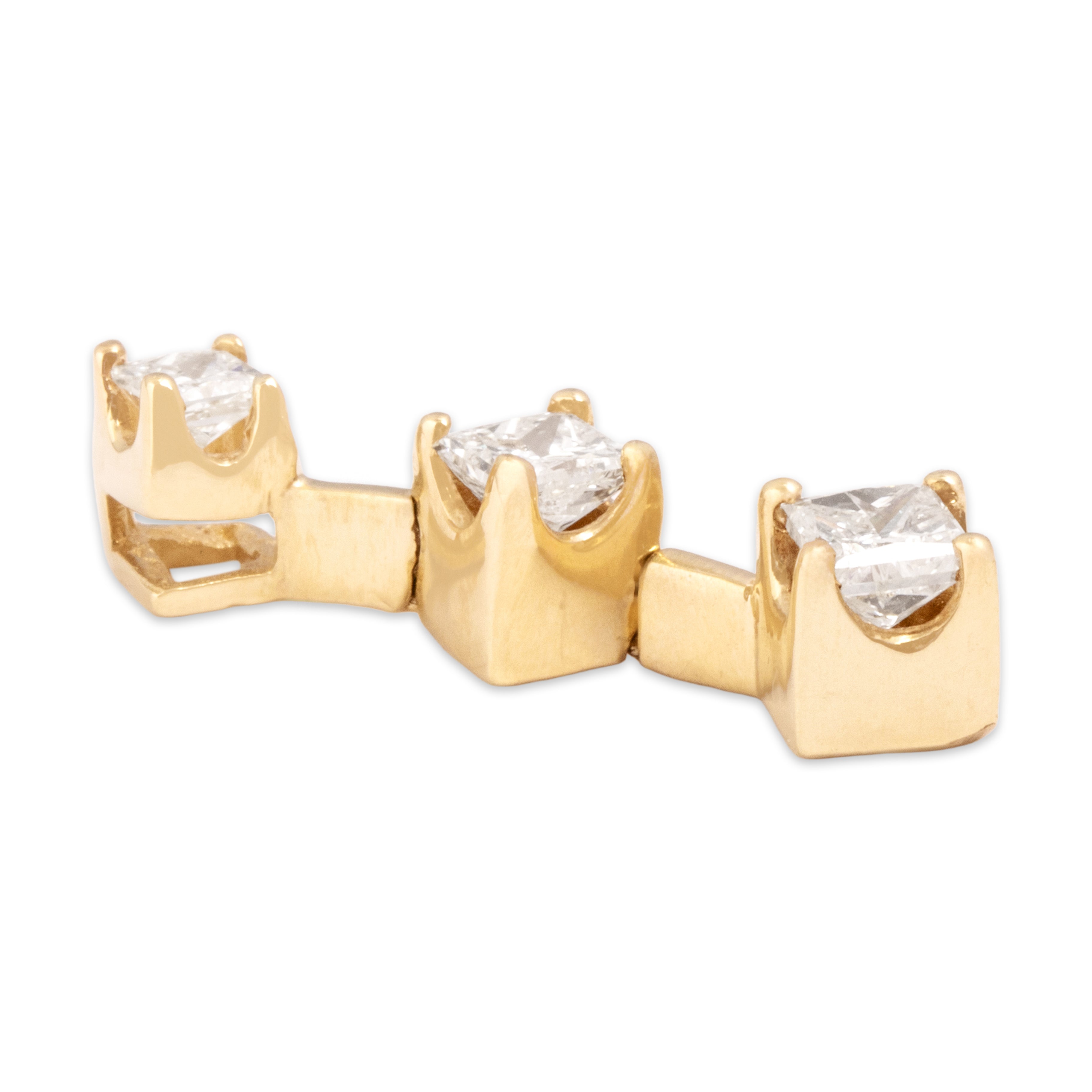 Vintage 14k Yellow Gold .57cttw Diamond Princess-Cut Trio Drop Pendant