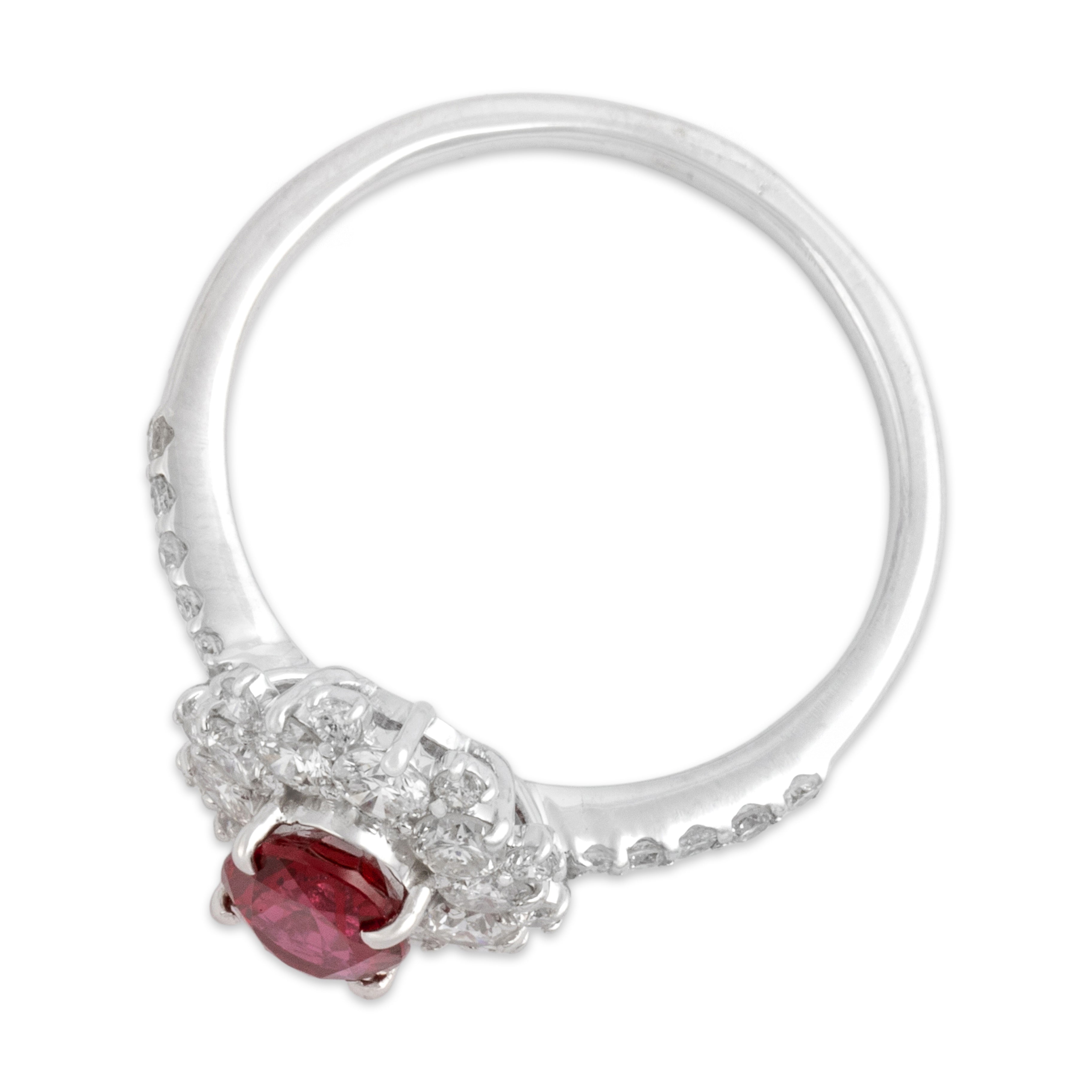 Vintage 18k White Gold .7ct Ruby .7cttw Diamond Superb Starburst Ring 7.00