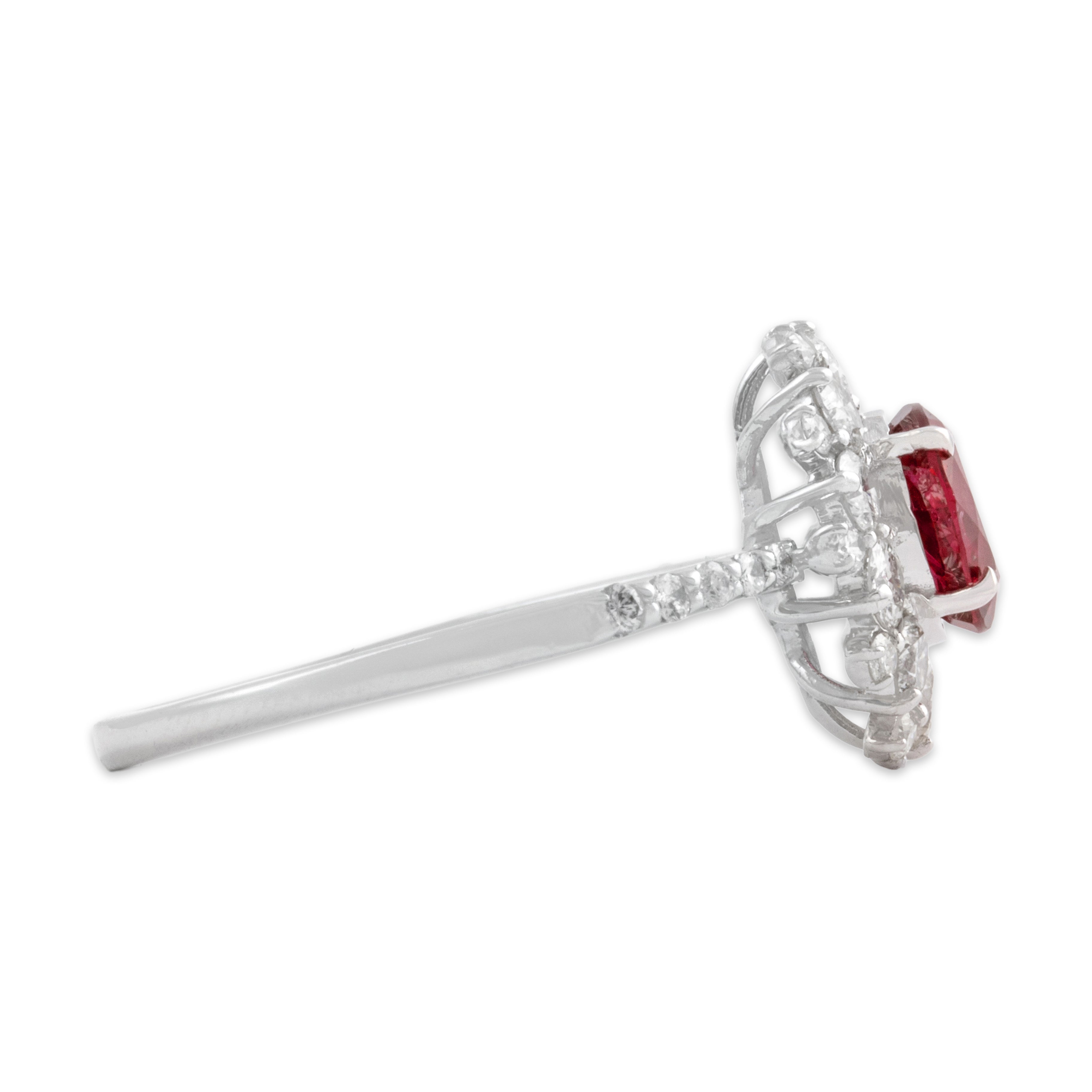 Vintage 18k White Gold .7ct Ruby .7cttw Diamond Superb Starburst Ring 7.00