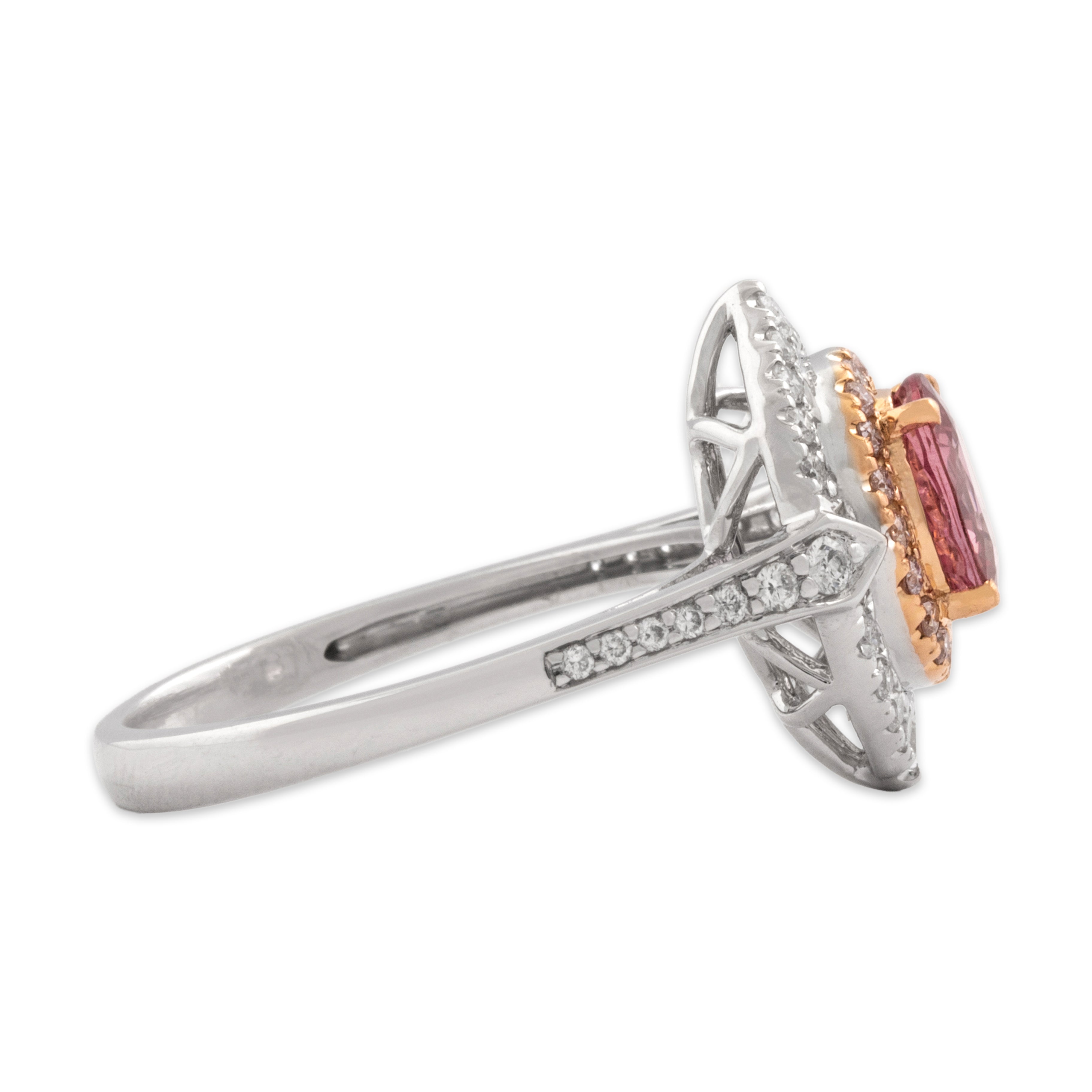 Estate 18k White & Yellow Gold 1.05ct Pink Spinel White & Pink Diamond Ring 7.25