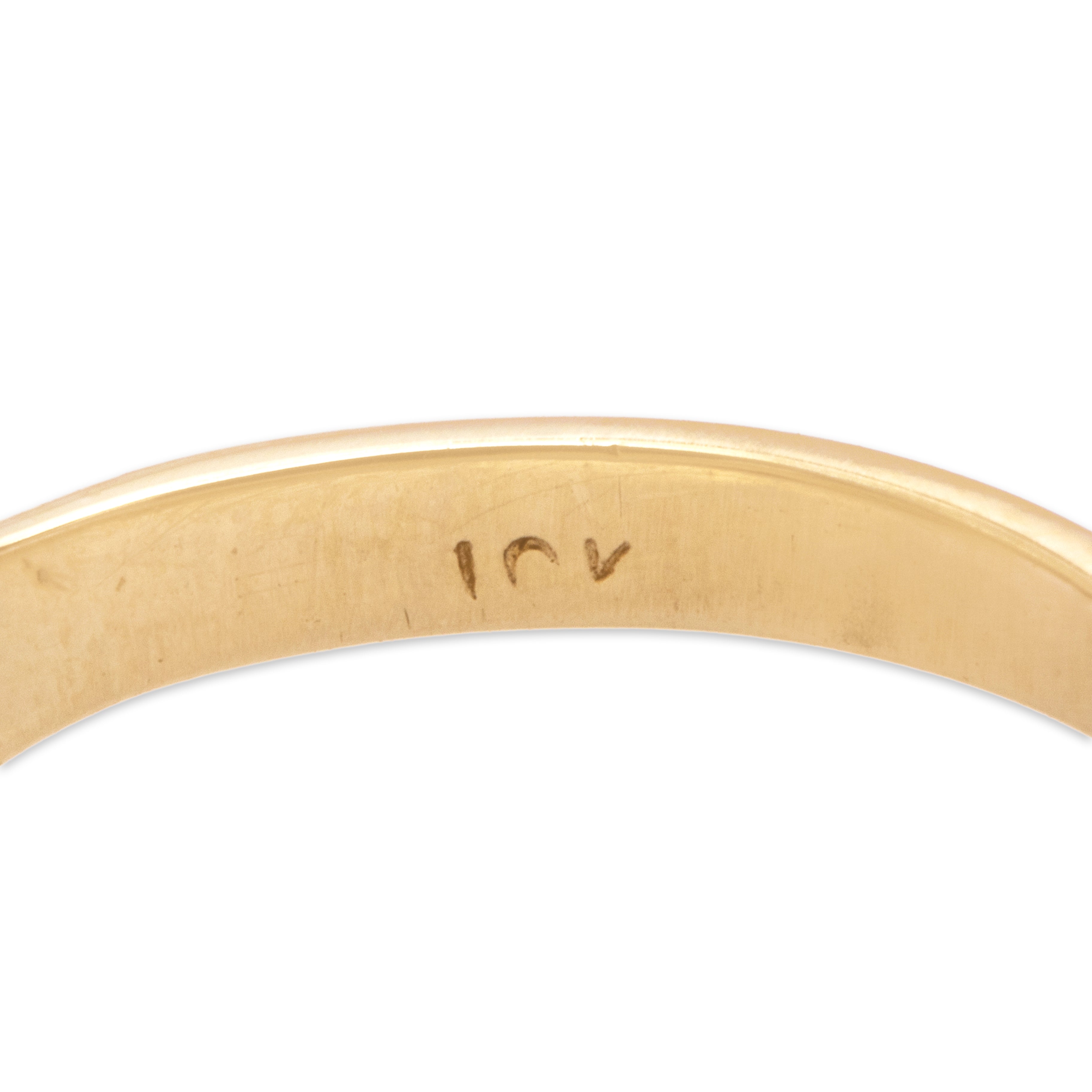Vintage 10k Yellow Gold Diamond Pearl Textured Lustrous Nest Ring - Hallmark view