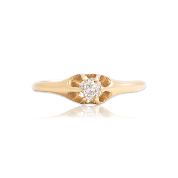 Antique Victorian 14k Yellow Gold Old Mine Cut Diamond Solitaire Ring 4.50