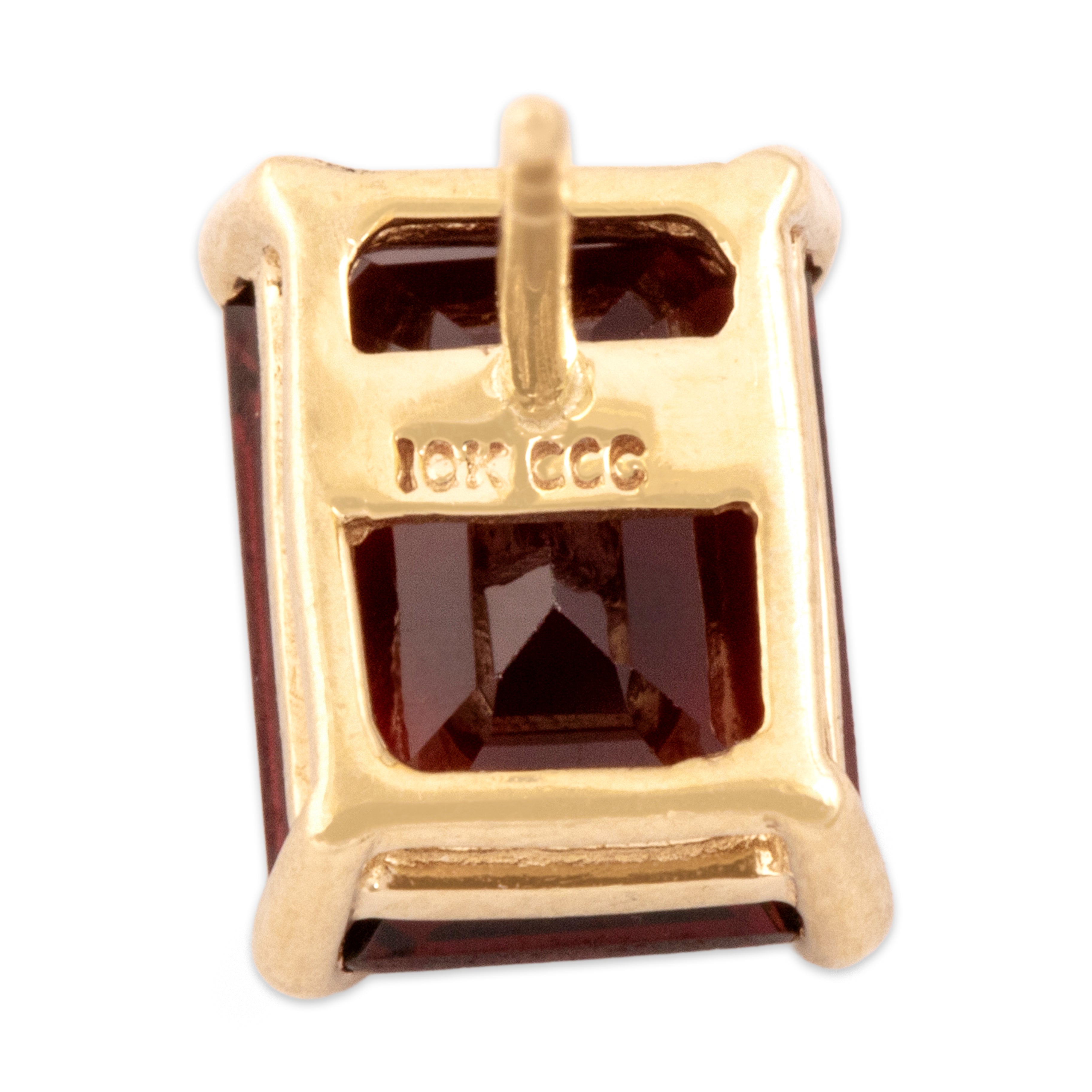 Vintage 10k Yellow Gold 3.42cttw Garnet Classic Rectangular Solitiare Stud Earrings - Hallmark view