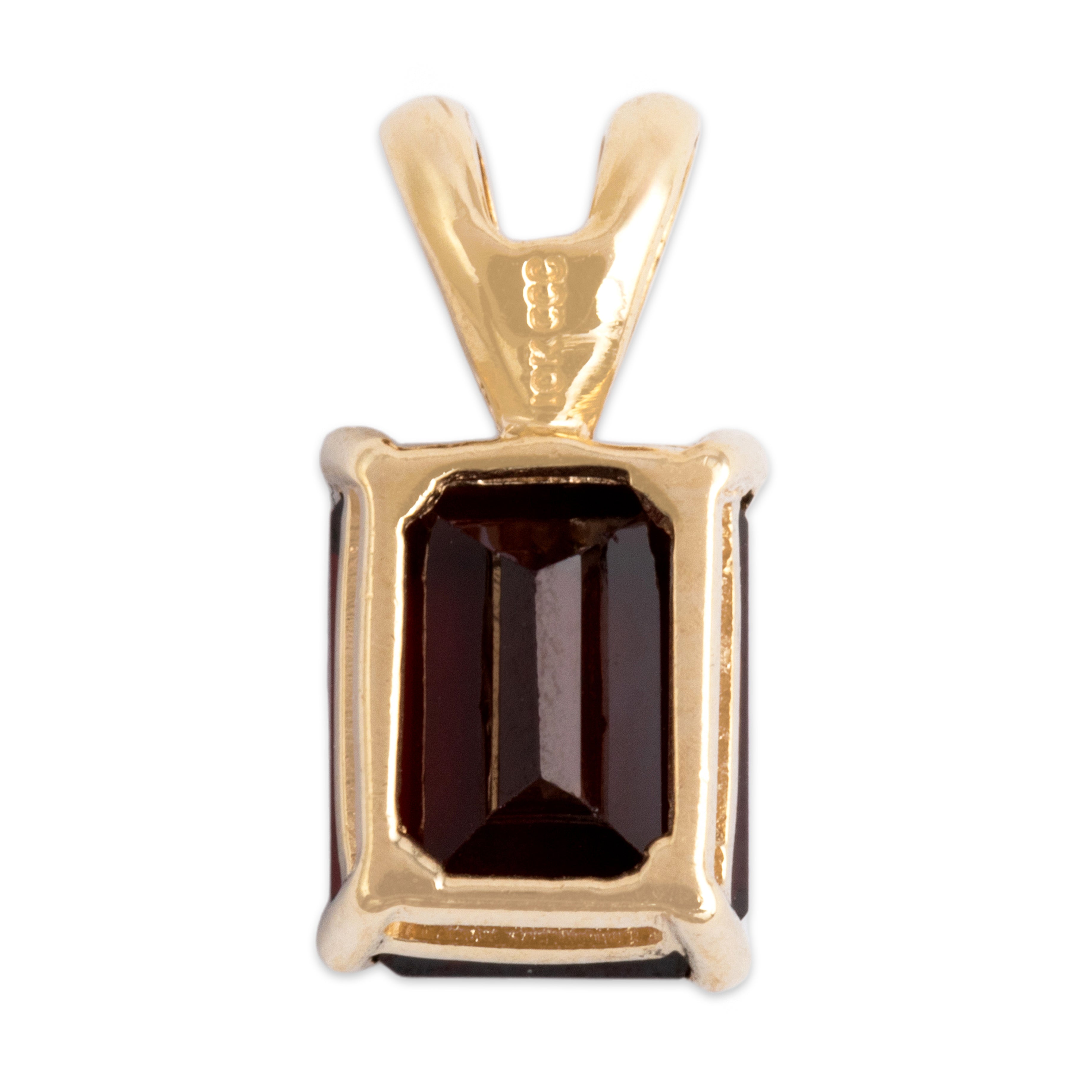 Vintage Small 10k Yellow Gold 2.75ct Garnet Classic Crimson Solitaire Pendant - Back view