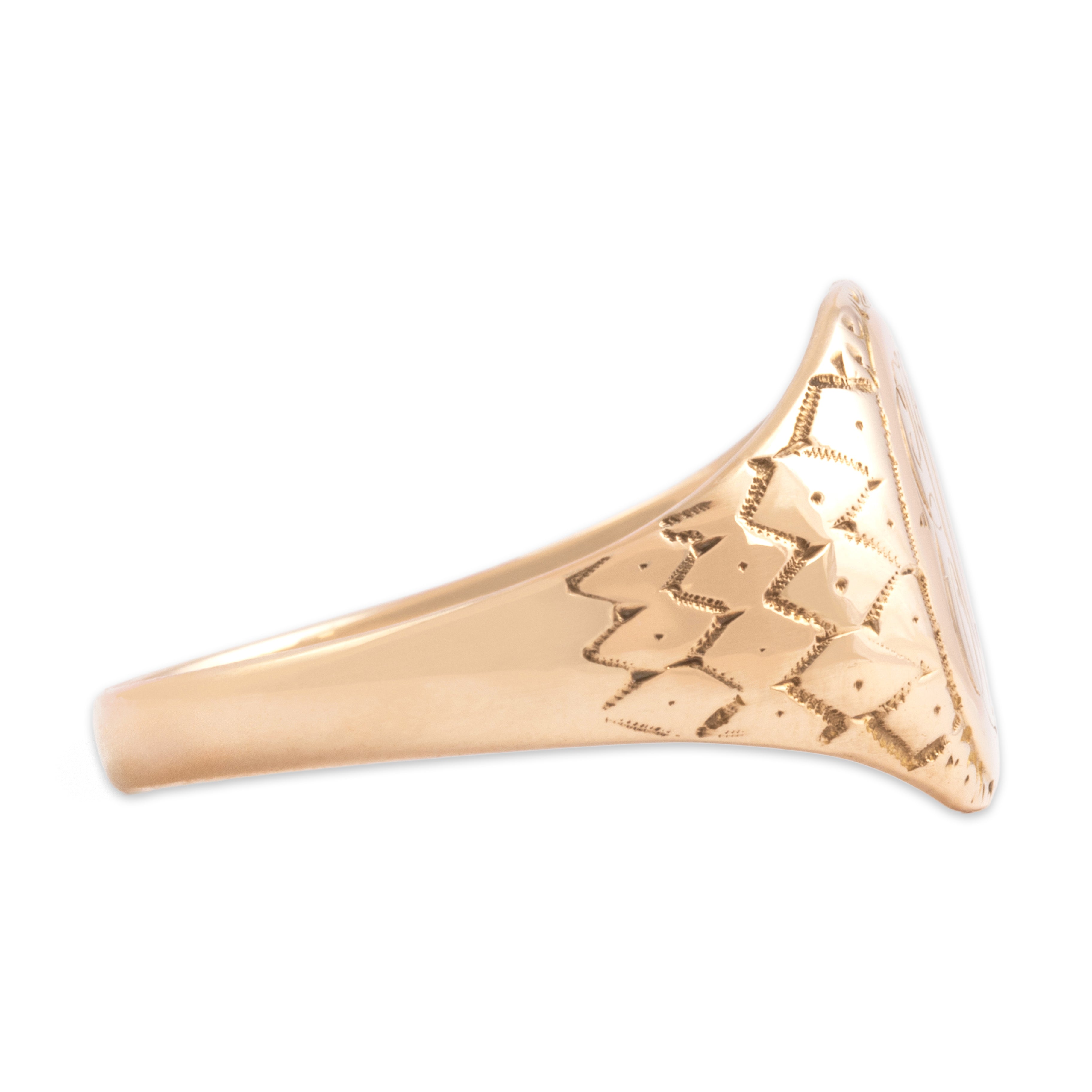 Antique 10k Rosy Yellow Gold Beautiful Rhombus Patterned Monogram 