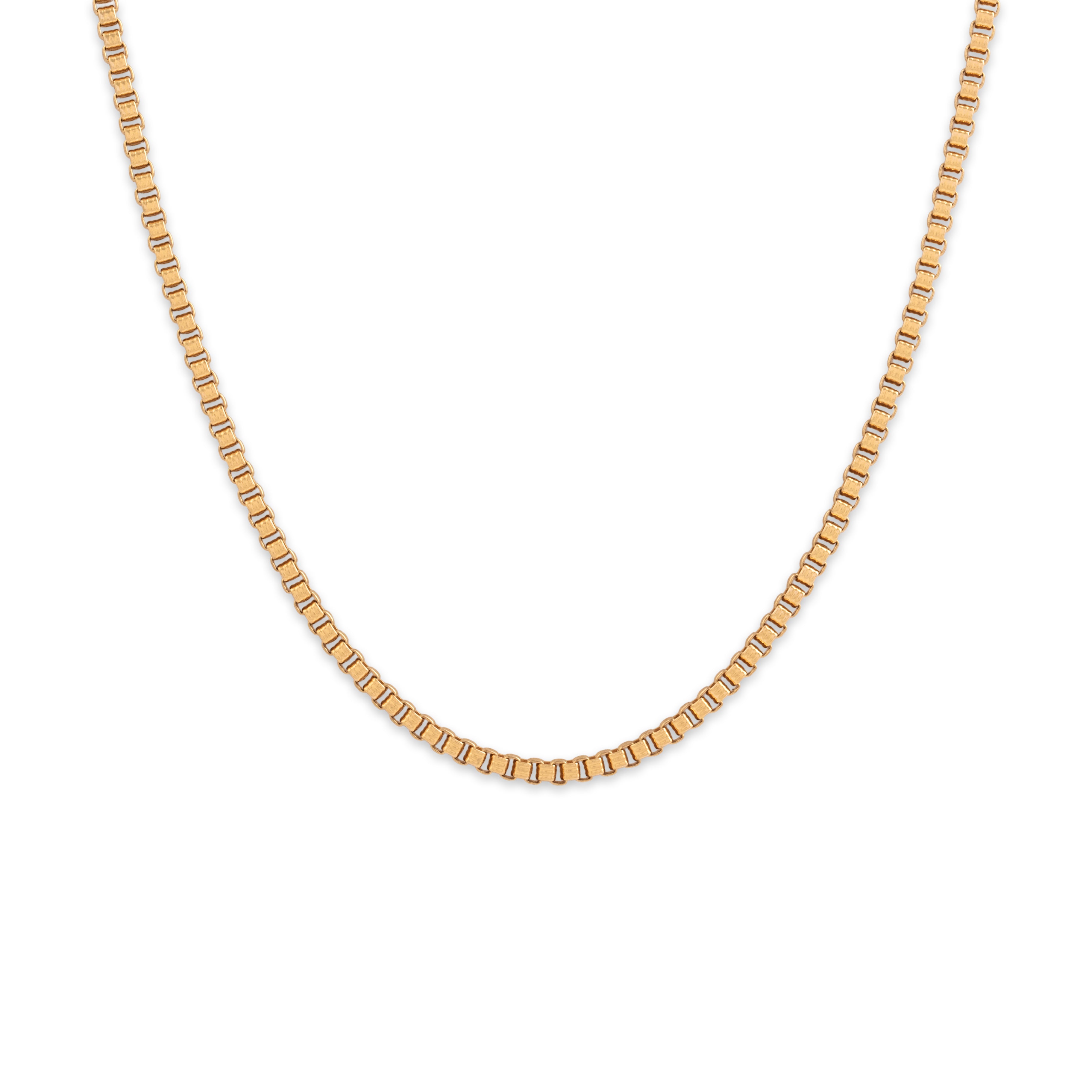 Vintage 14k Yellow Gold 1.9mm Ribbed Box Chain - Close-up view