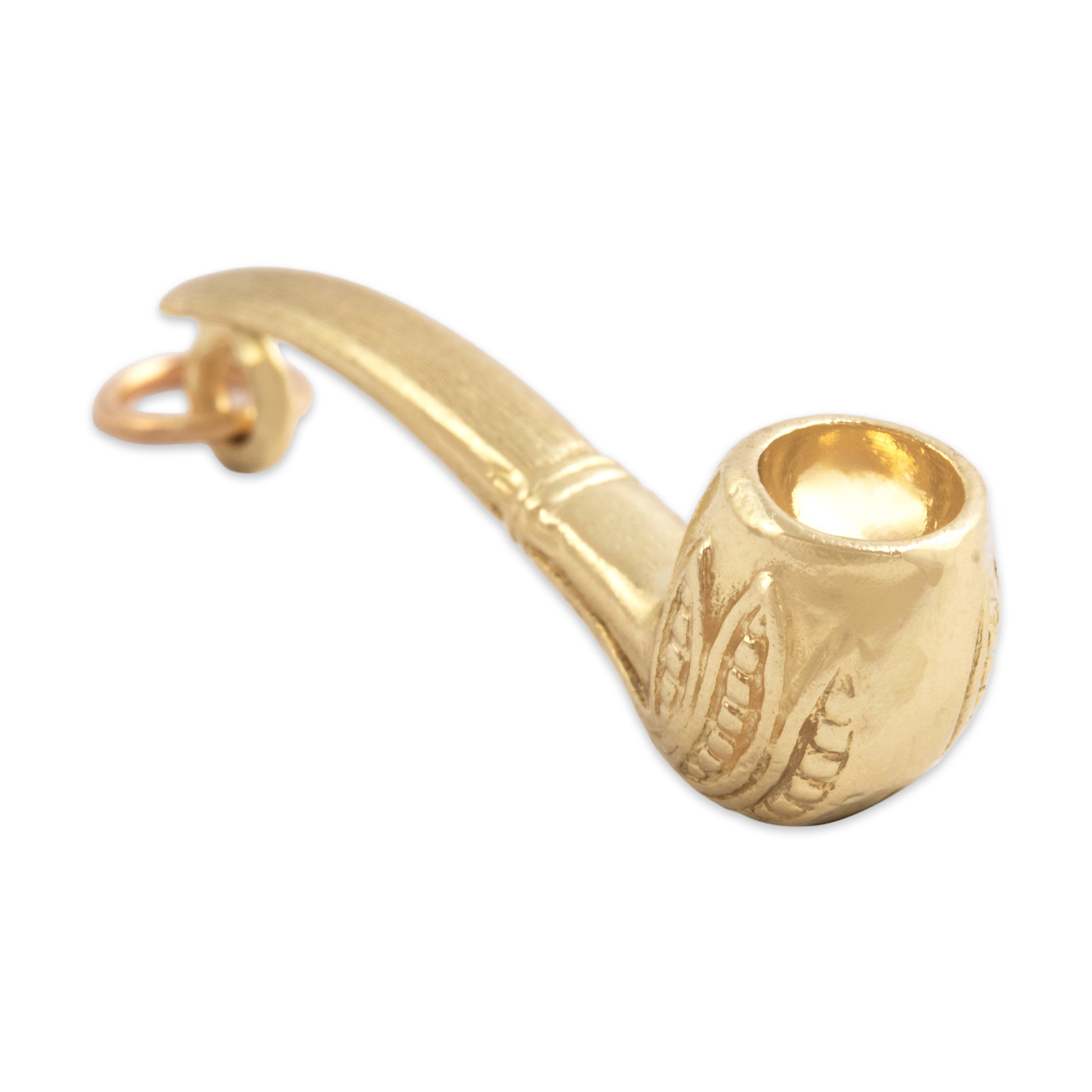 Vintage 14k Yellow Gold Wonderful Detailed Pipe Charm / Pendant