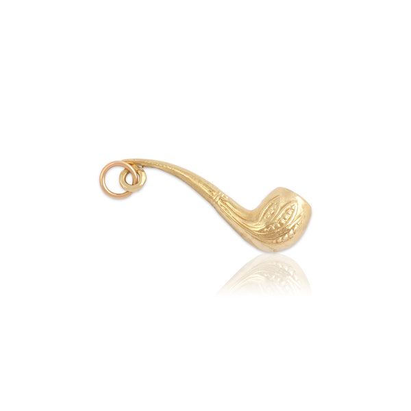 Vintage 14k Yellow Gold Wonderful Detailed Pipe Charm / Pendant