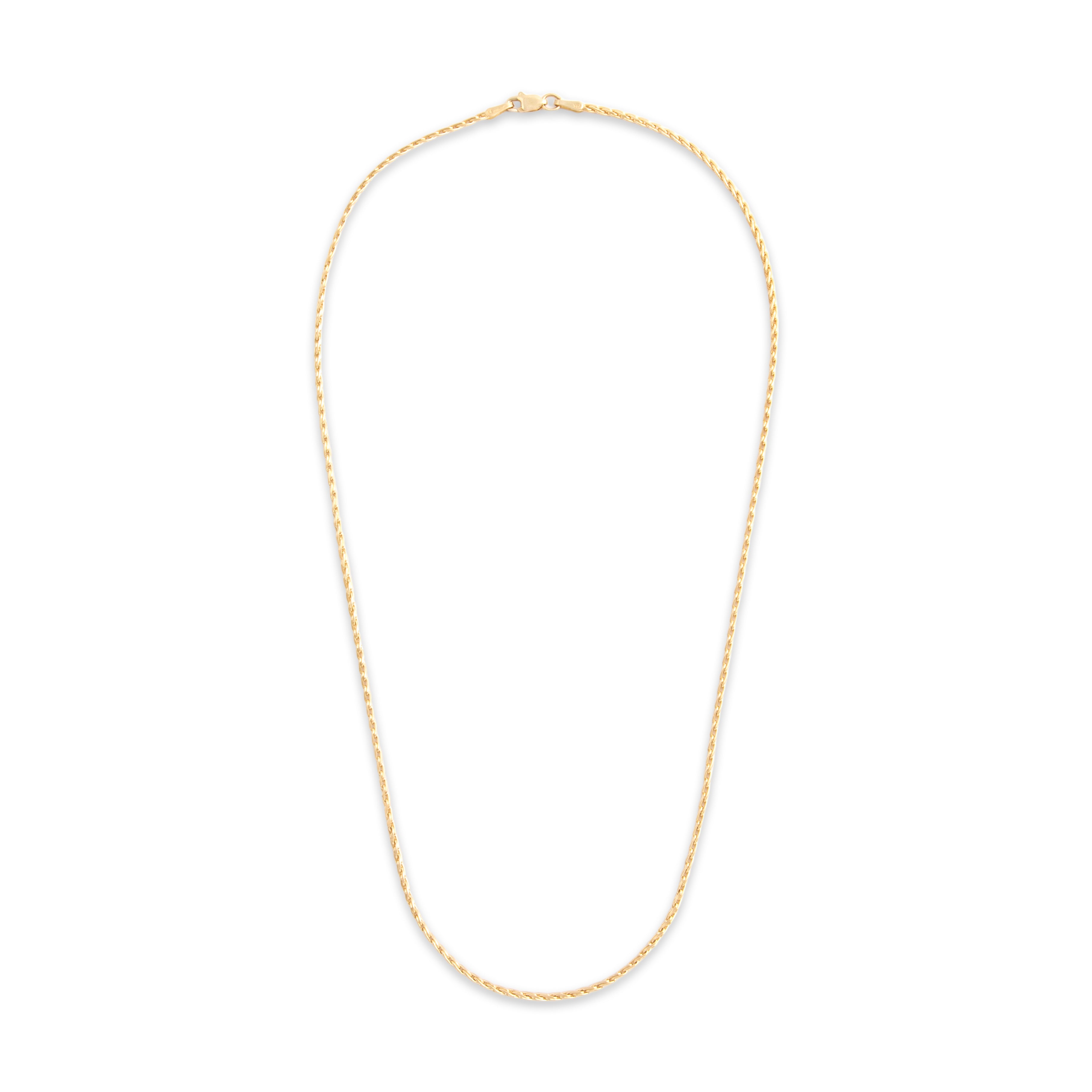 Vintage 14k Yellow Gold 1.6mm Classic Wheat Chain - Overall view
