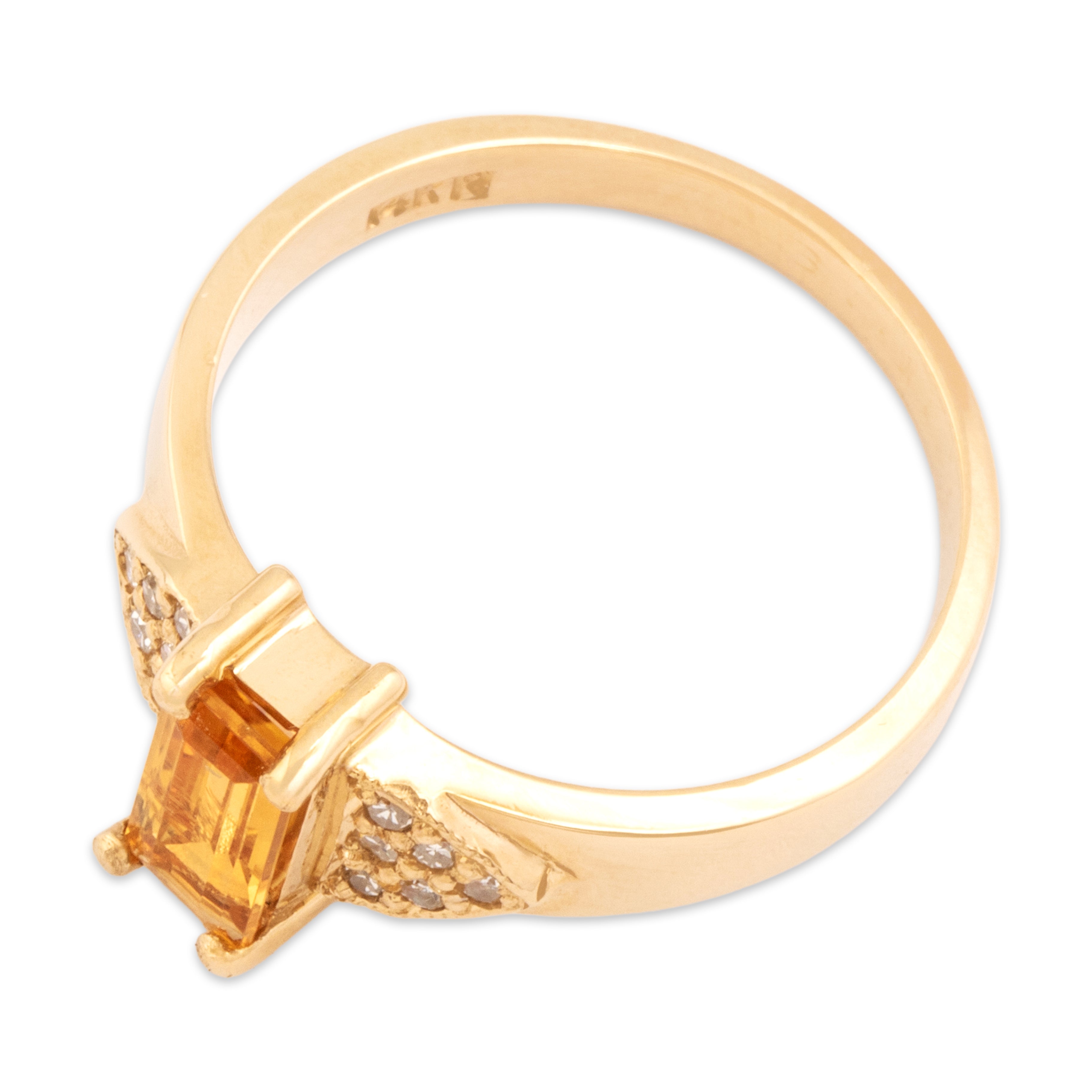 Vintage 14k Yellow Gold .59ct Citrine Diamond Cluster Accent Shoulder Ring - Overall view