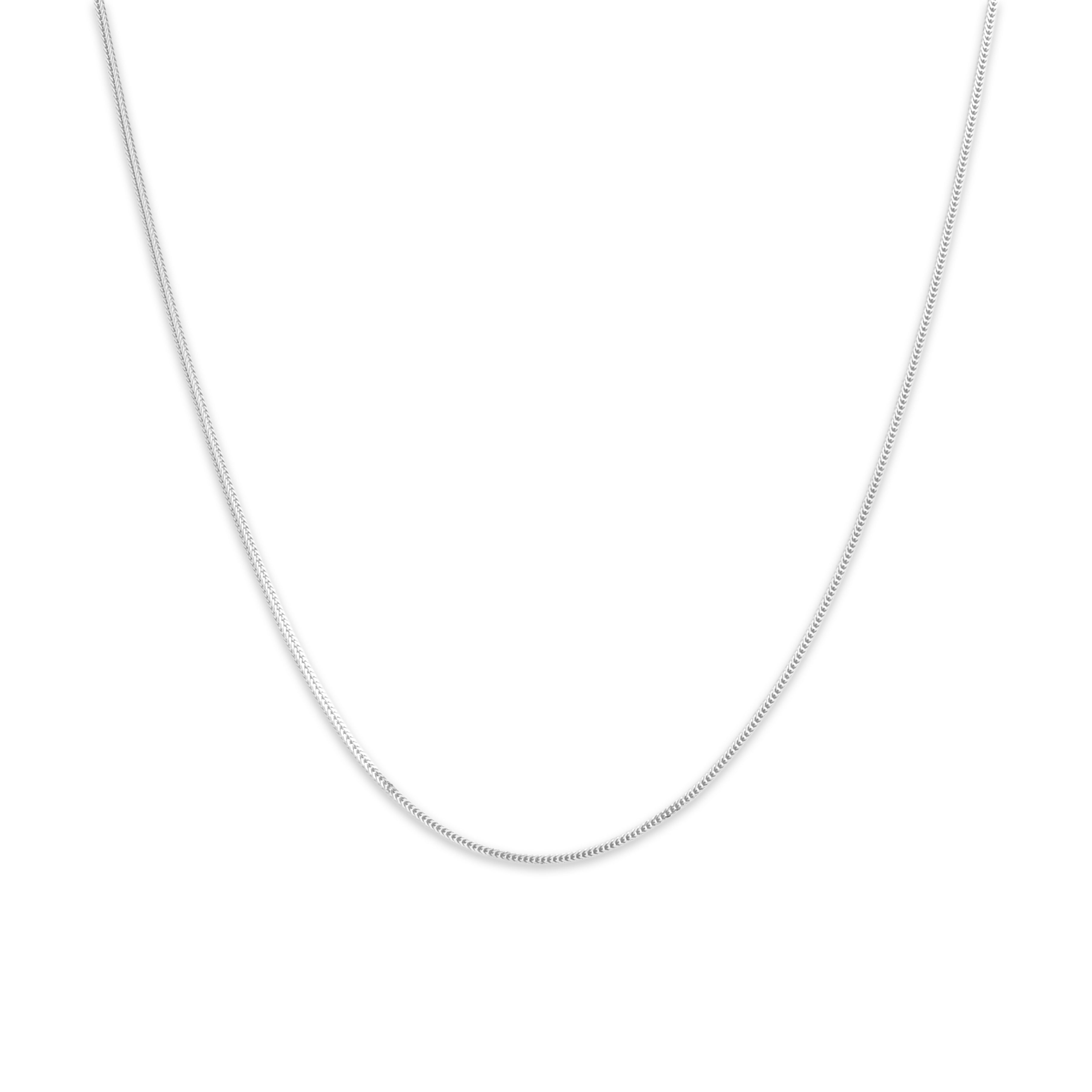 Vintage Italian 14k & 10k White Gold .8mm Flashing Square Herringbone Chain - Close-up view