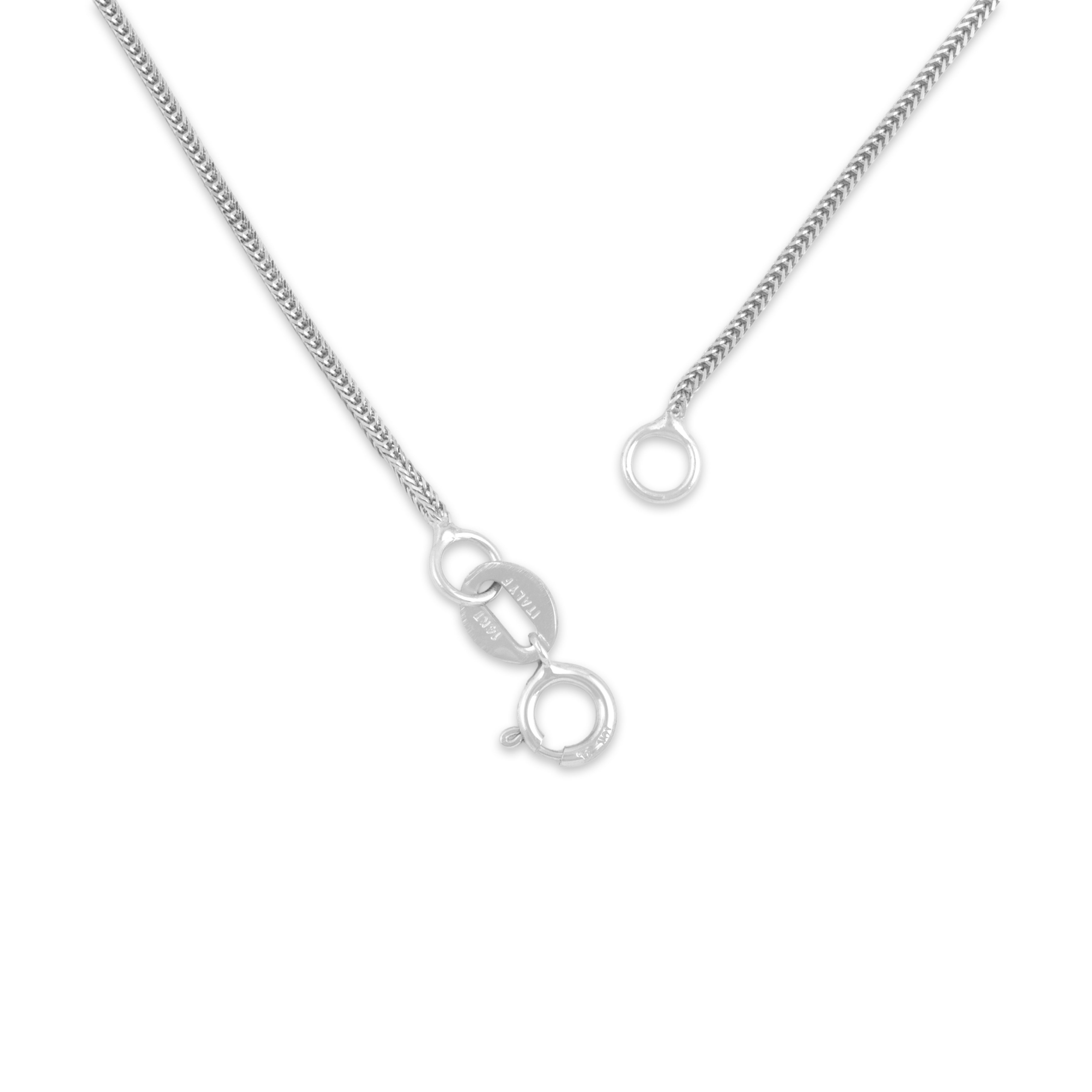 Vintage Italian 14k & 10k White Gold .8mm Flashing Square Herringbone Chain - clasp view