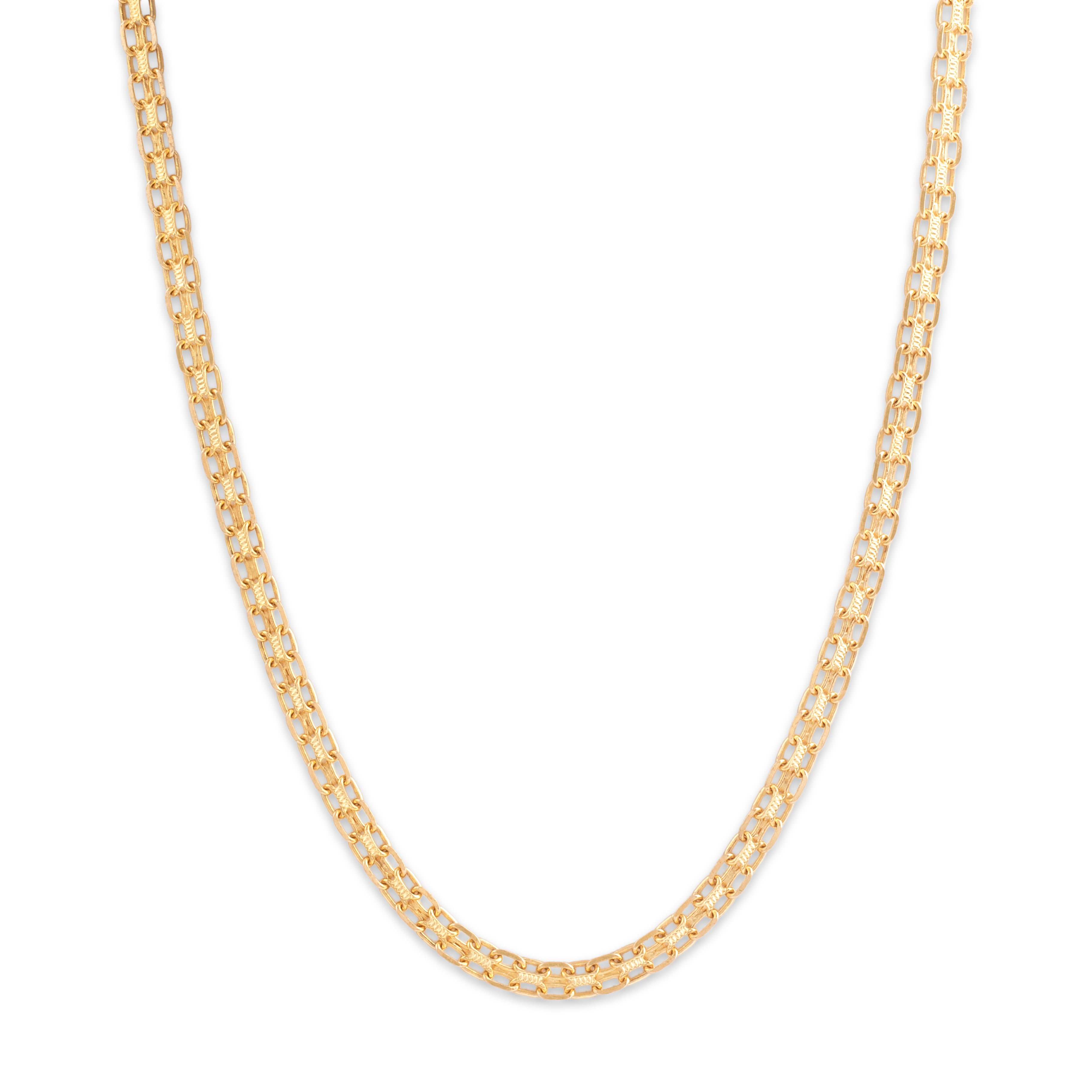 Vintage Italian 14k Yellow Gold Interlocking Rectangle Link Necklace - detail view #1