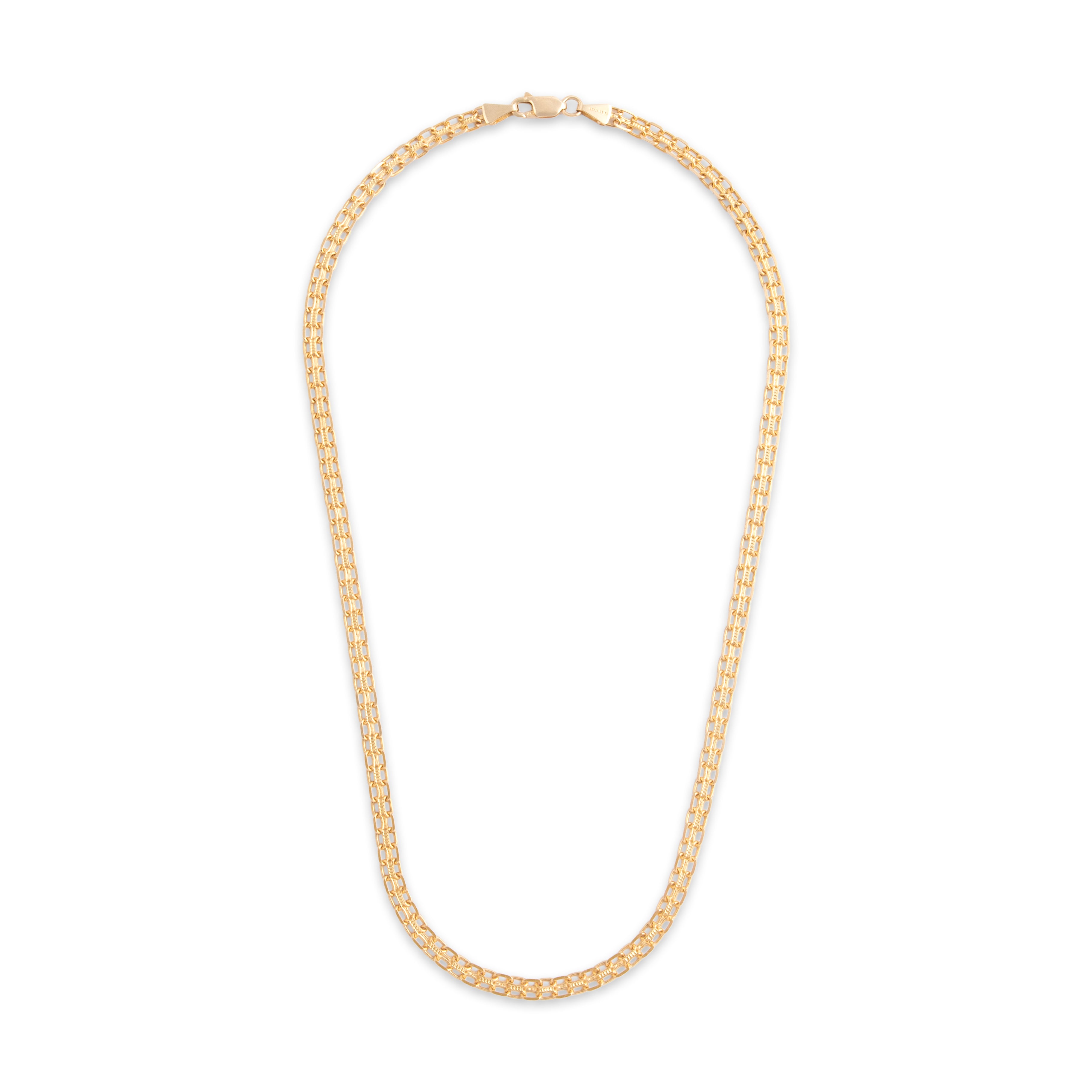 Vintage Italian 14k Yellow Gold Interlocking Rectangle Link Necklace - Overall view