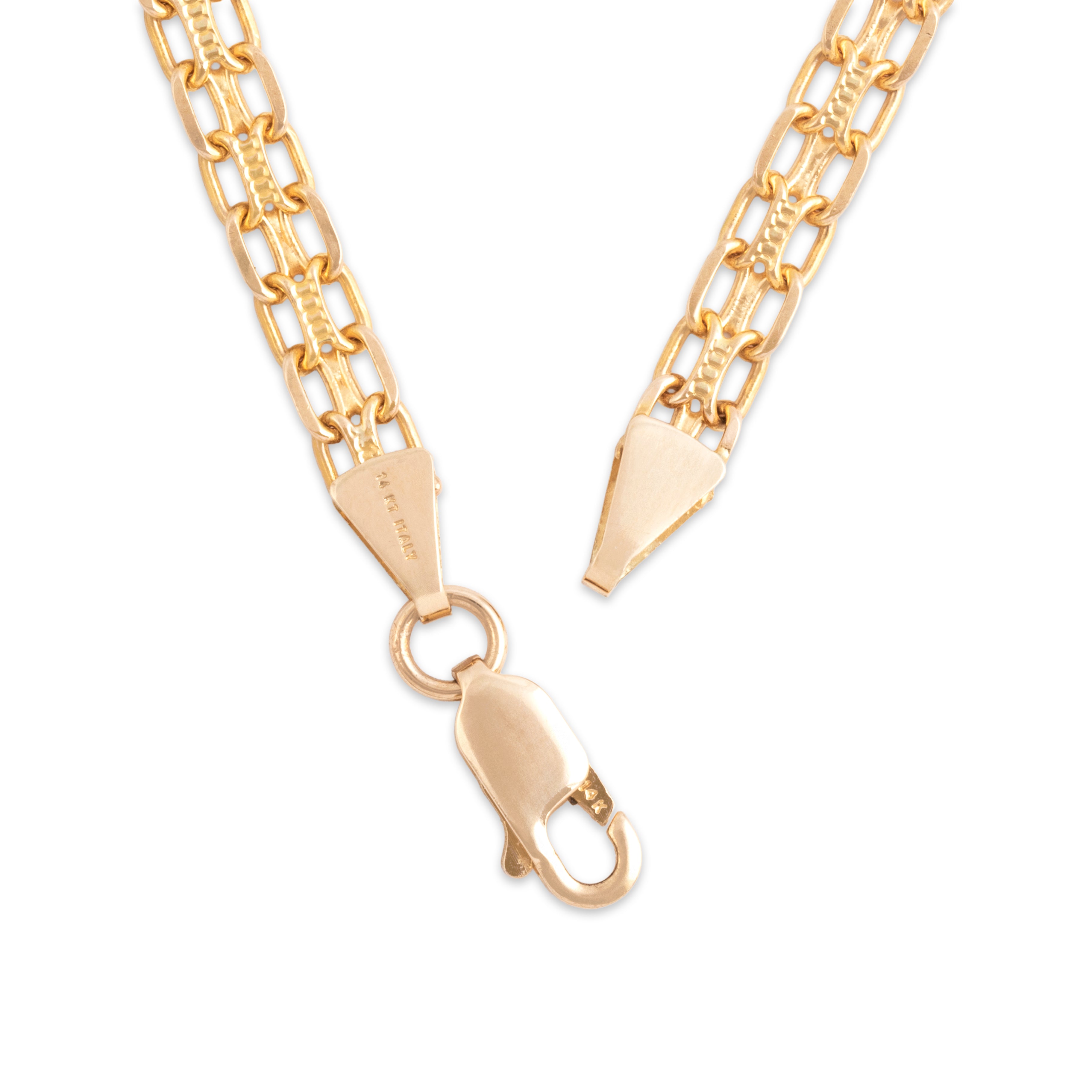 Vintage Italian 14k Yellow Gold Interlocking Rectangle Link Necklace - clasp view