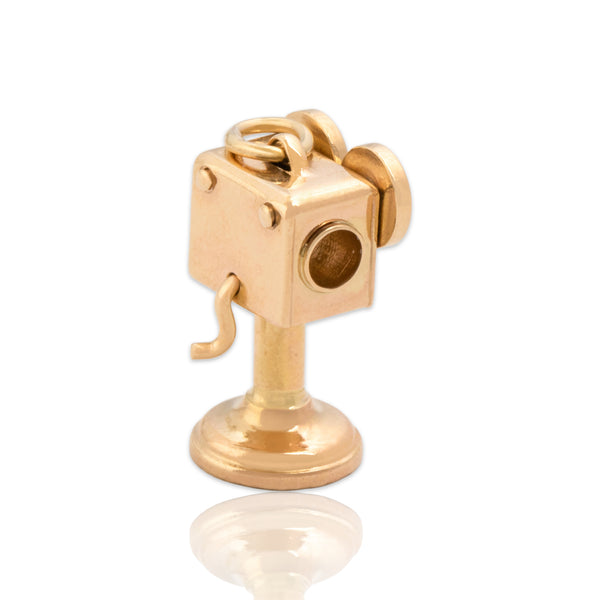 Vintage 14k Yellow Gold Articulating Cinema Film Projector Charm / Pendant