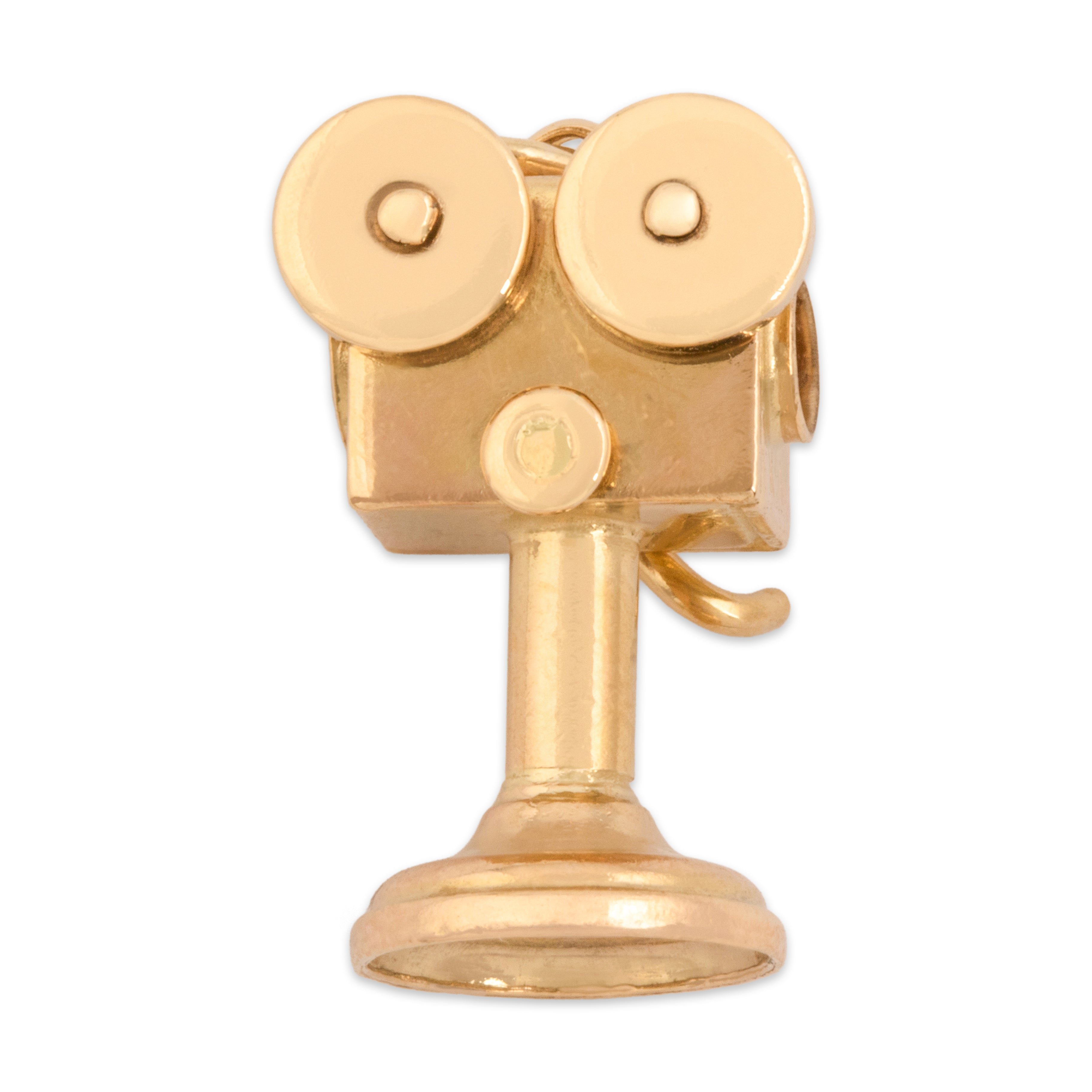 Vintage 14k Yellow Gold Articulating Cinema Film Projector Charm / Pendant - detail view #1