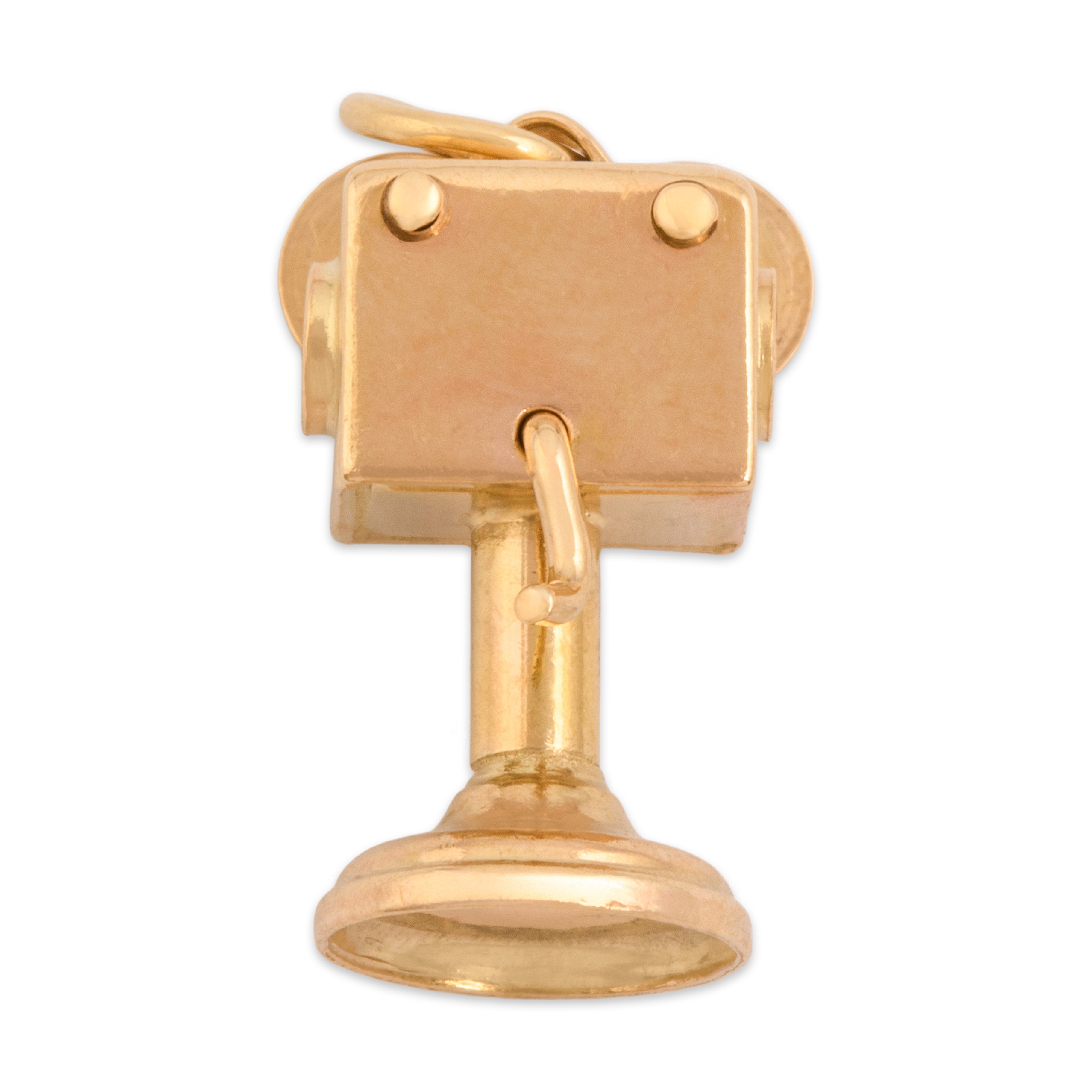 Vintage 14k Yellow Gold Articulating Cinema Film Projector Charm / Pendant - detail view #2