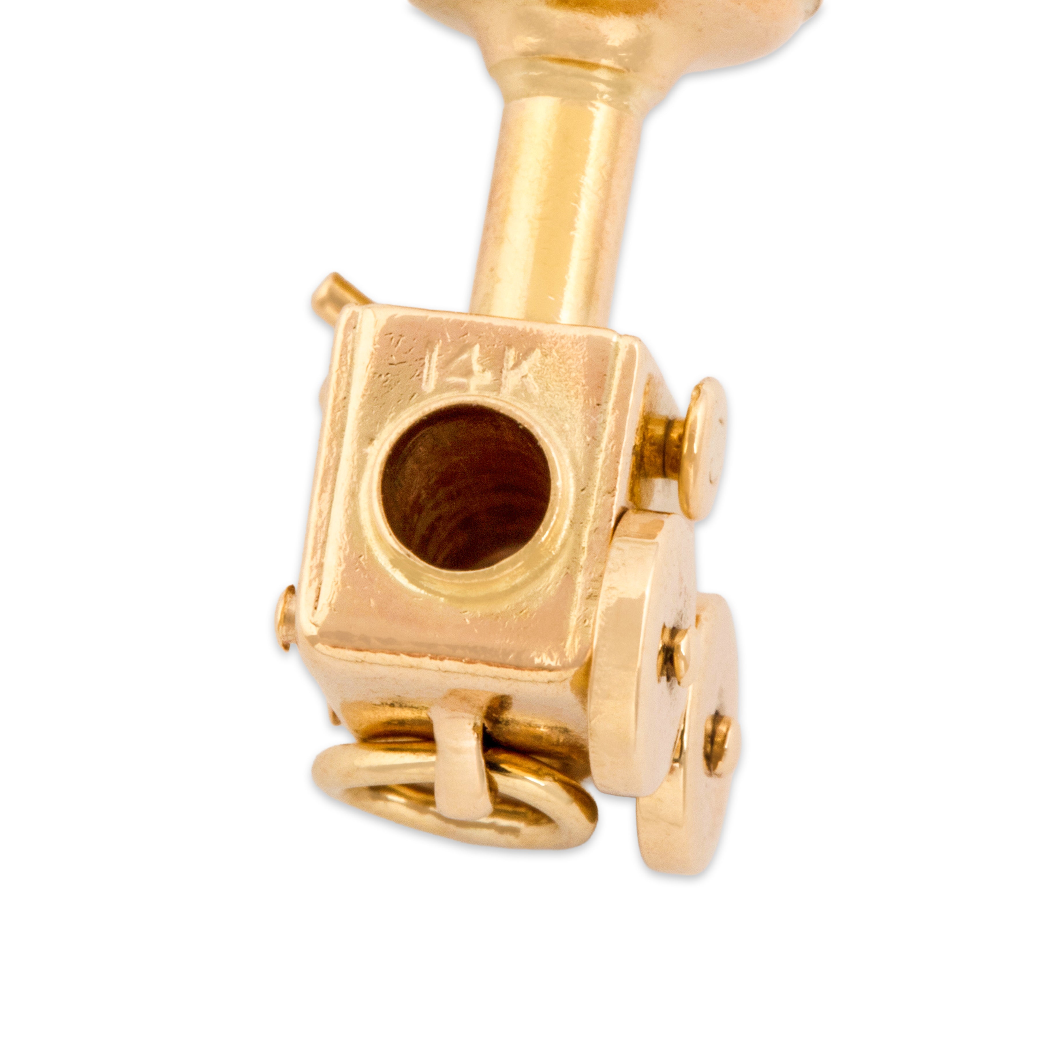 Vintage 14k Yellow Gold Articulating Cinema Film Projector Charm / Pendant - detail view #3